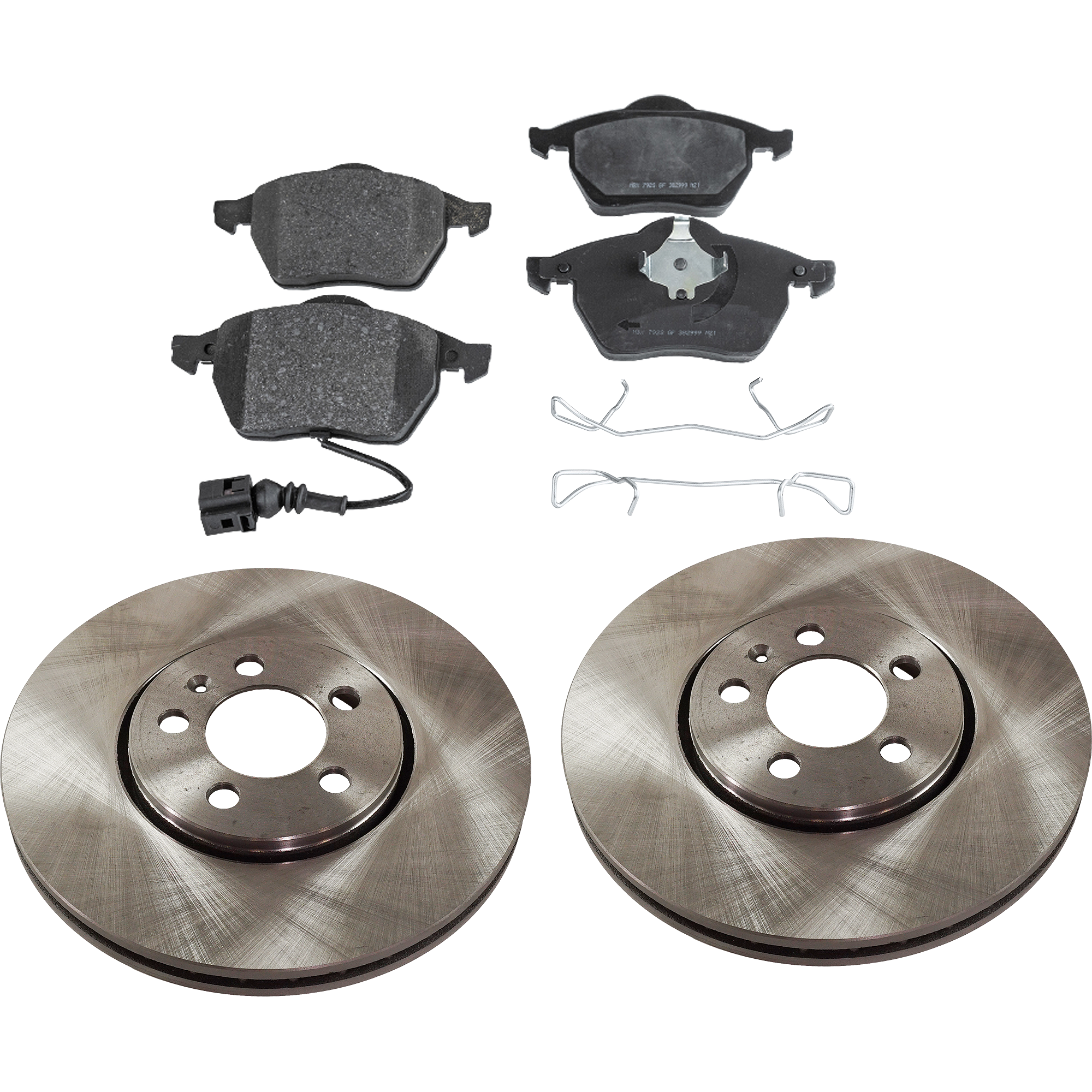 AM BEETLE 99-10 JETTA 99-05 FRONT BRAKE DISC AND PAD KIT 2 Wheel Set SKU KIT 091121-1624 OEM 1J0615301R 1J0698151K 1J069815
