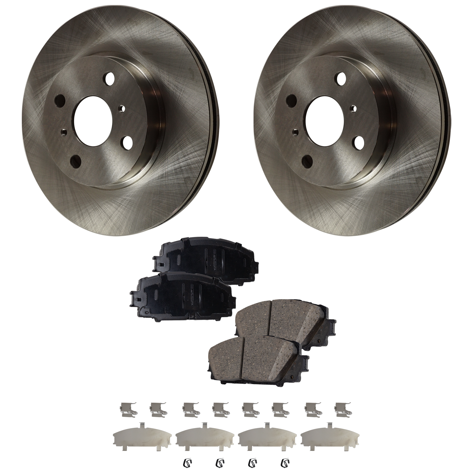 AM YARIS 07-18 PRIUS C 12-19 FRONT BRAKE DISC AND PAD KIT 4 pc Kit SKU KIT 091121-1626 OEM 4351252120-3501011G08-435120D1