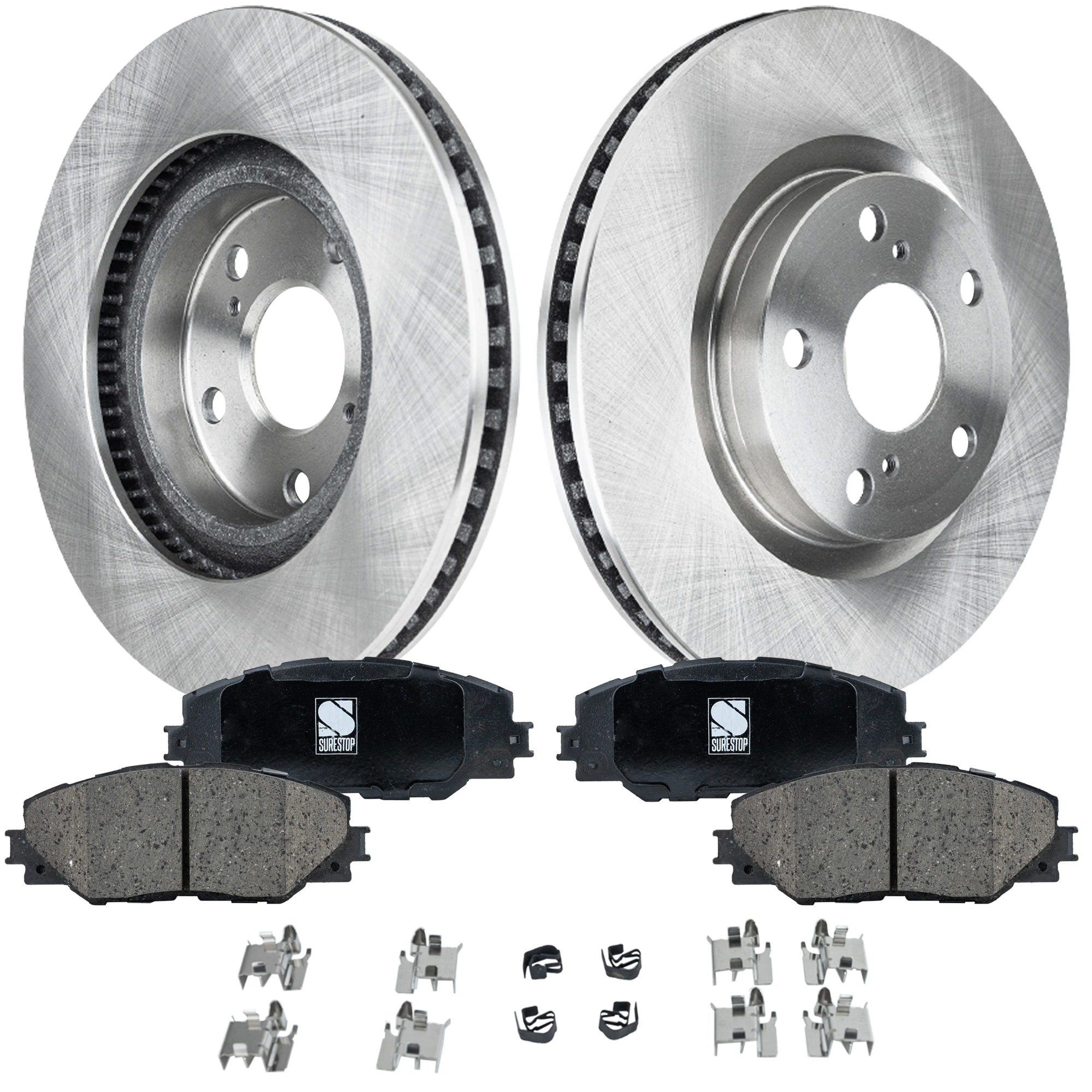 AM RAV4-06-18 MIRAI 16-18 FRONT BRAKE DISC AND PAD KIT 4 pc Kit SKU KIT 091121-1628 OEM 4351242050-4351202250-19184294