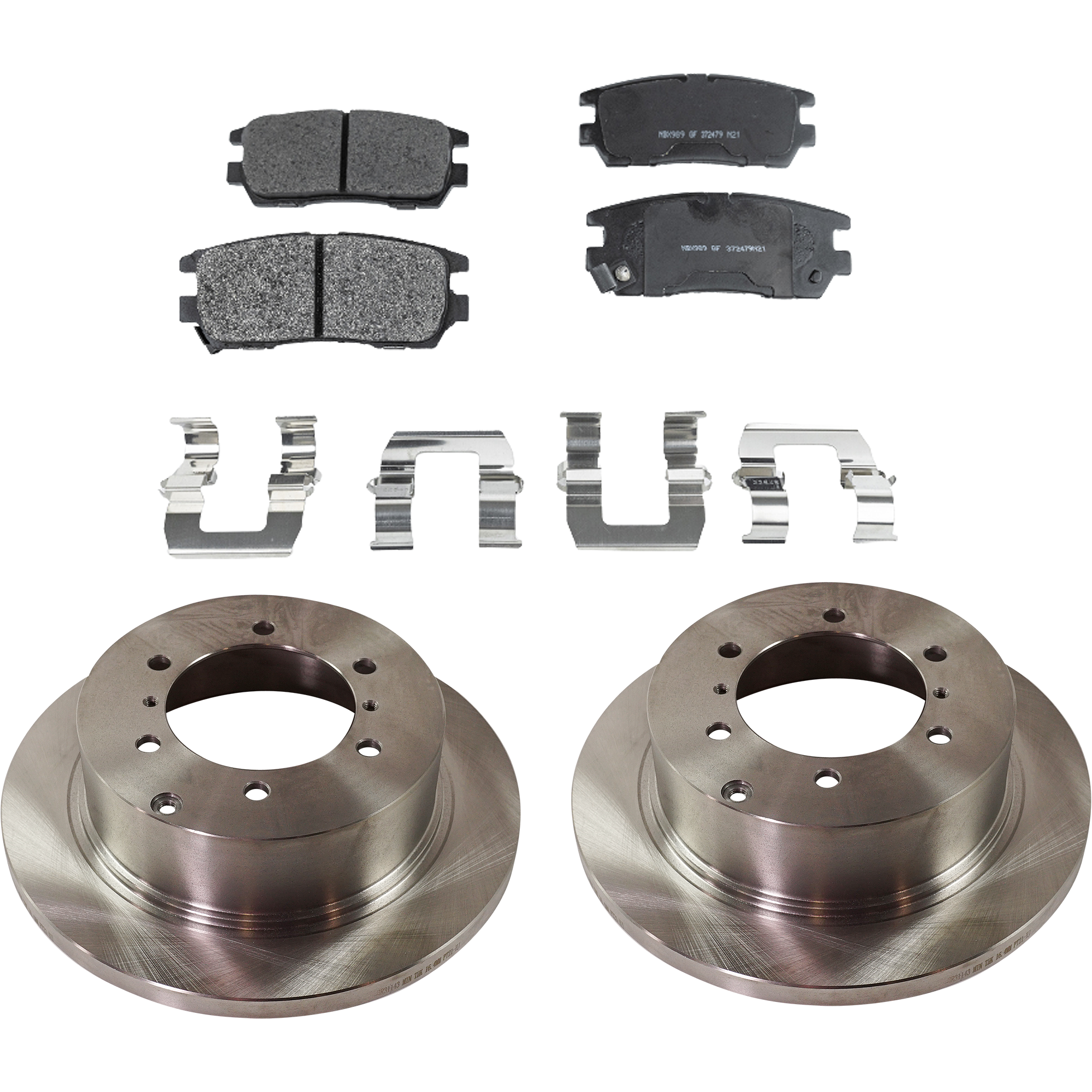 AM MONTERO 92-00 REAR BRAKE DISC AND PAD KIT 2 Wheel Set SKU KIT 091121-1640 OEM MB618797 MB858463 MR129579 MR3