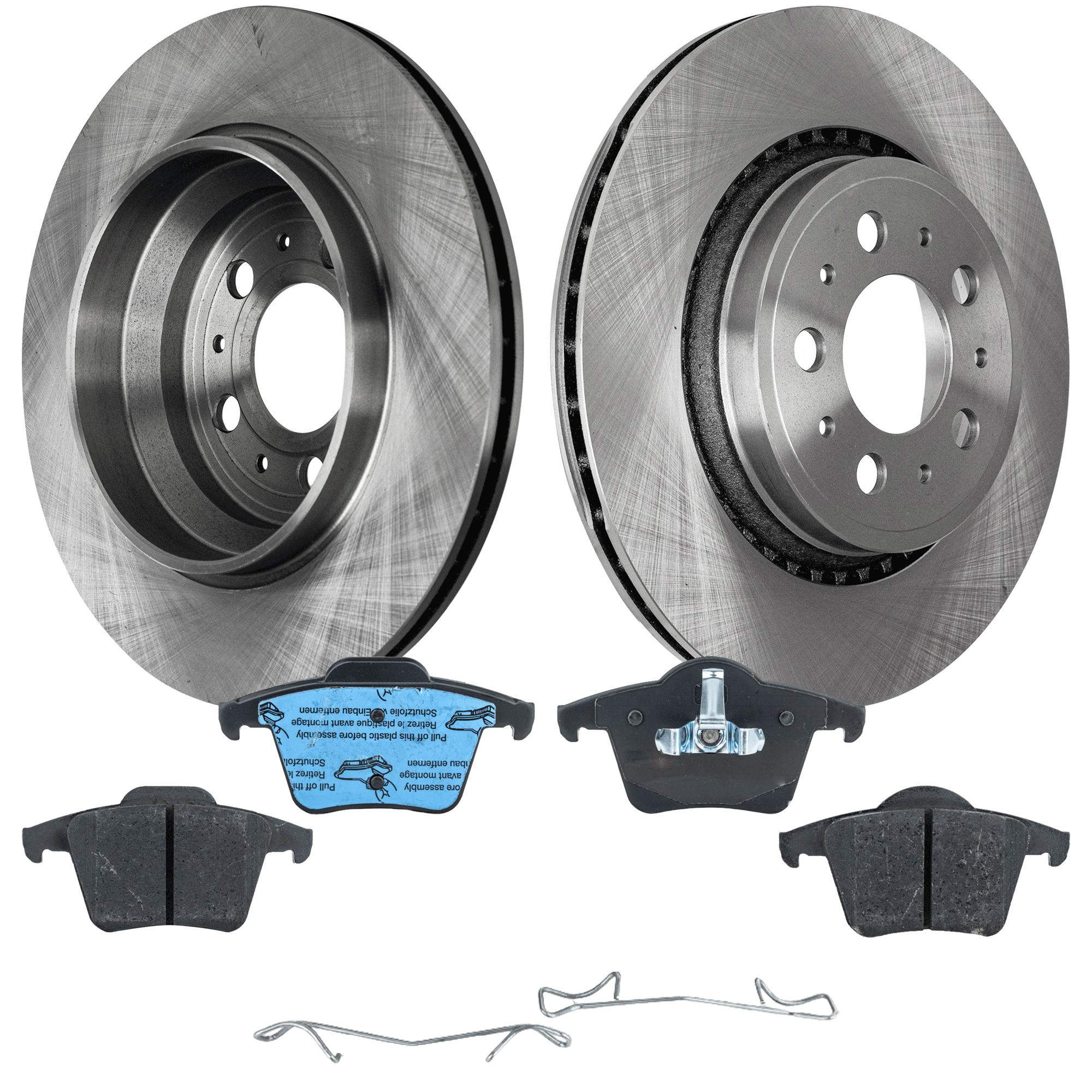 AM XC90-03-14 REAR BRAKE DISC AND PAD KIT 4 pc Kit Plain Surface SKU KIT 091121-1654 OEM 86249260-8624926-2743300-27452