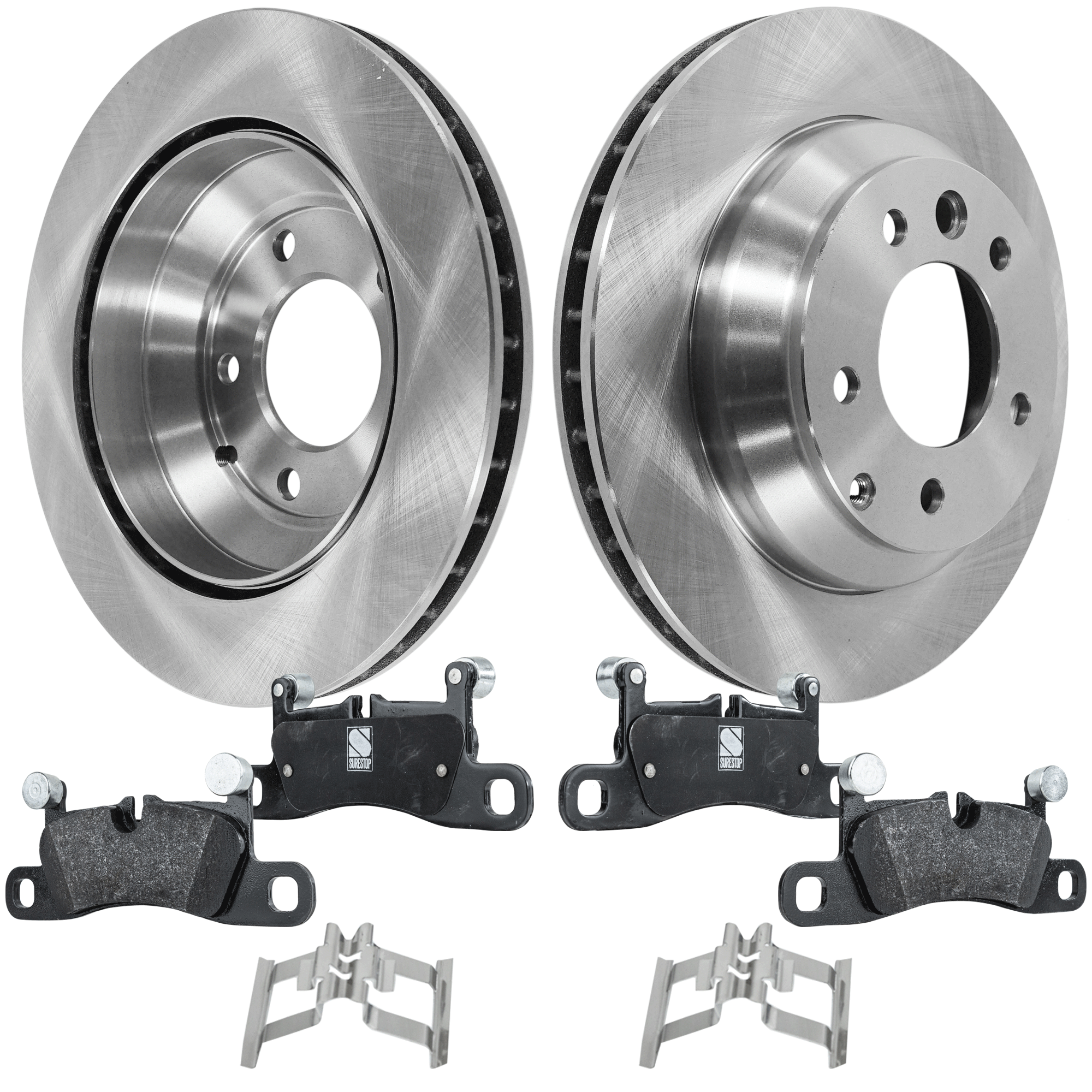 AM CAYENNE 11-18 TOUAREG 11-17 REAR BRAKE DISC AND PAD KIT 4 pc kit SKU KIT 091121-1660 OEM 7L6615601D 95535240130-7L86156