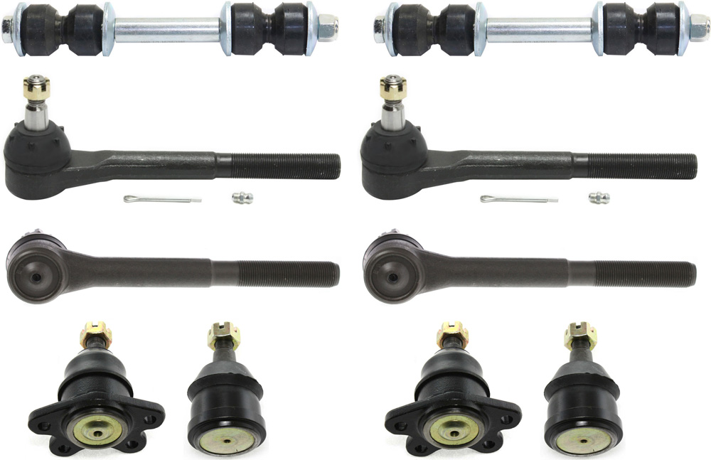 AM C K FULLSIZE P U 88-00 FRONT SUSPENSION KIT RH AND LH 10 pc Kit w Ball Joints Sway Bar Links and Tie Rod Ends SKU KIT 091217-24 OEM 104101-2601312-5051134-1561642