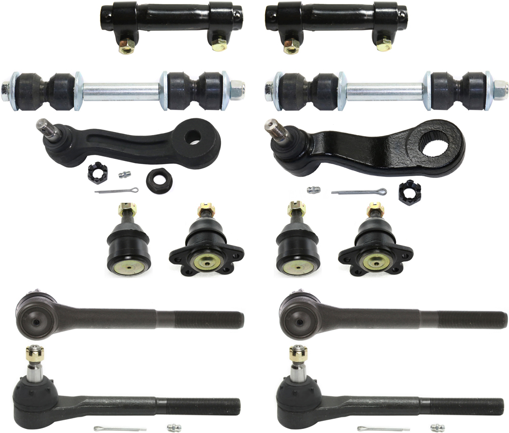 AM C K FULL SIZE P U 93-00 FRONT SUSPENSION KIT 14 pc kit w Ball Joints Idler Arm Pitman Arm Sway Bar Links Tie Rod Adjusting Sleeves and Tie Rod Ends SKU KIT 091217-32 OEM 104101-2601312-5051134-1561642