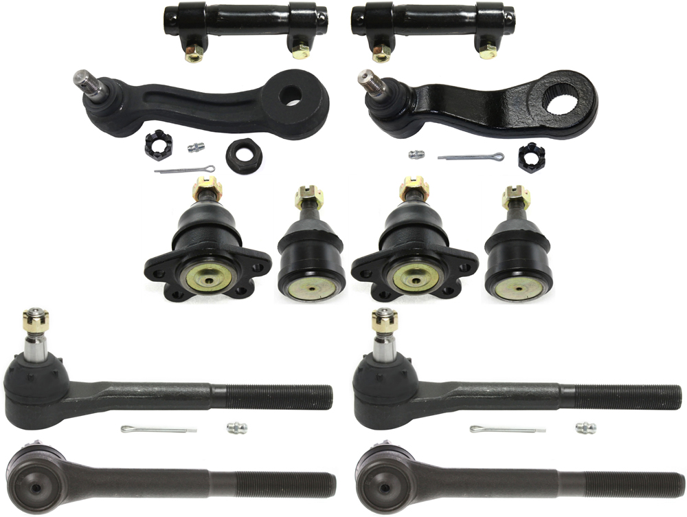 AM C K FULLSIZE P U 93-00 FRONT SUSPENSION KIT 12 pc Kit w Ball Joints Idler Arm Pitman Arm Tie Rod Adjusting Sleeves and Tie Rod Ends SKU KIT 091217-33 OEM 104101-2601312-5051134-1561642