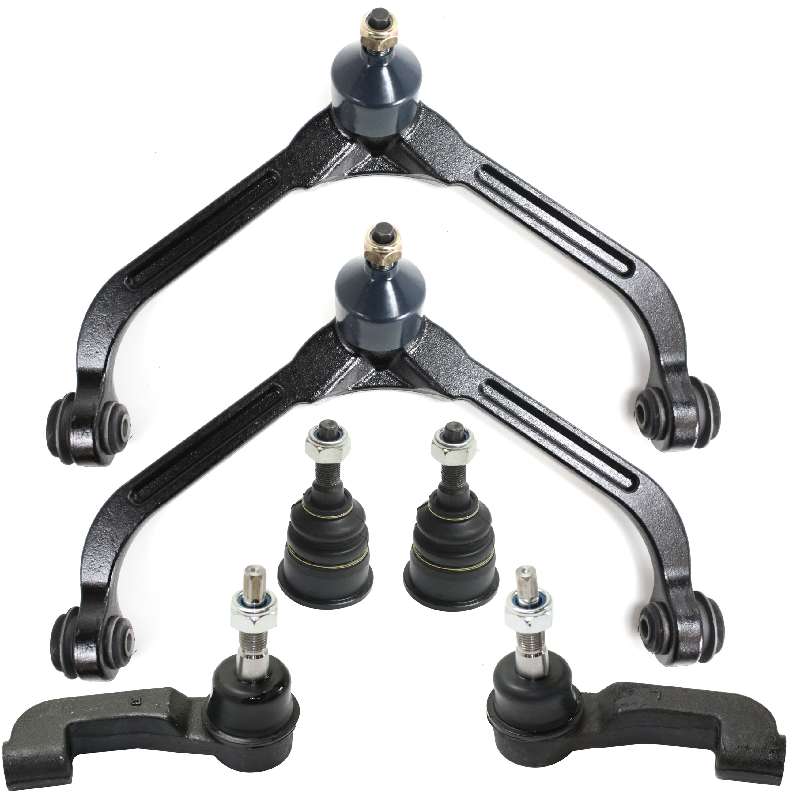 AM LIBERTY 06-07 FRONT CONTROL ARM KIT RH AND LH Upper w ball joint s 6 pc Kit with Ball Joint and Tie Rod End SKU KIT 091217-53 OEM 5114037AA 52088632AA 52088632A