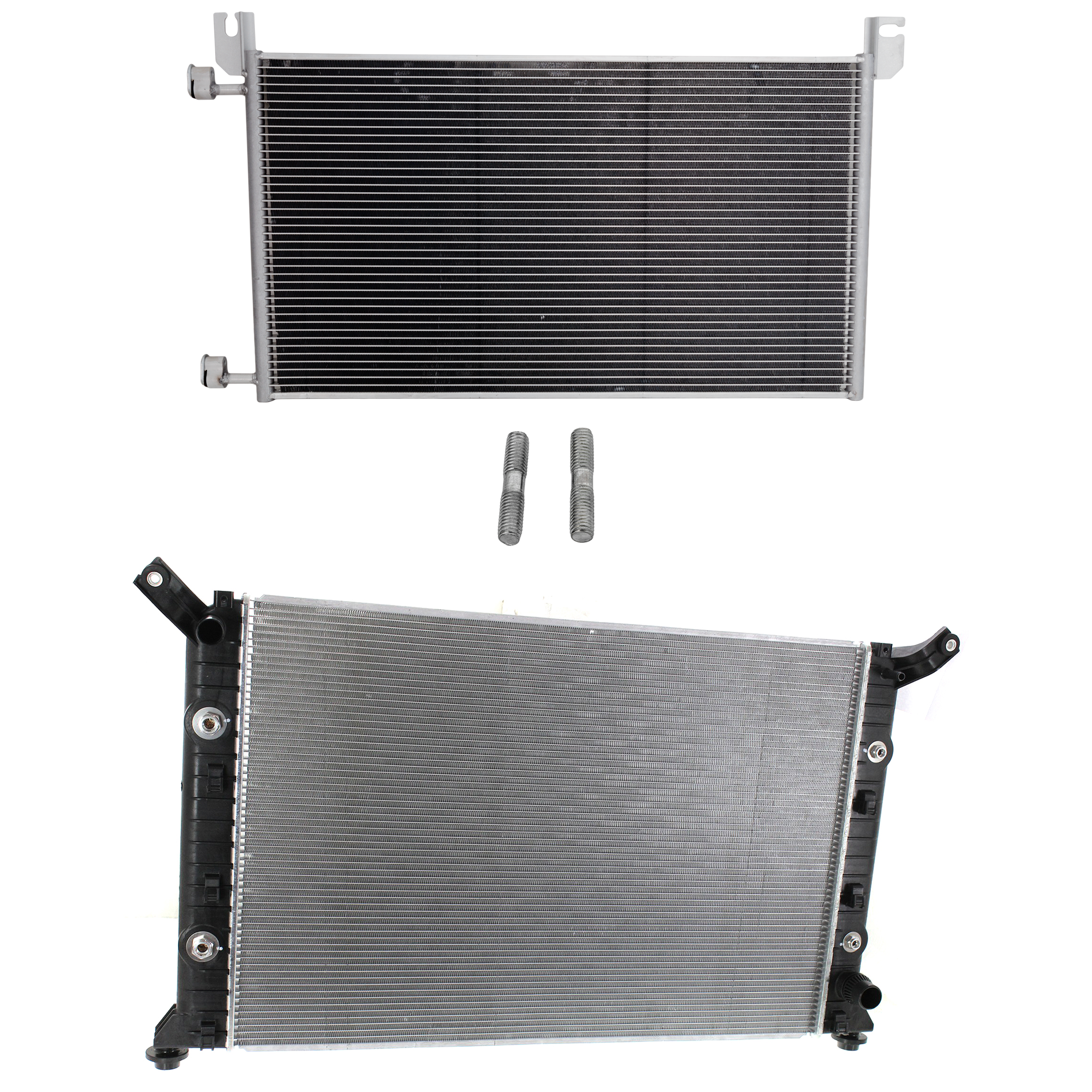 AM SILVERADO 3500 HD SILVERADO 2500 HD 11-14 RADIATOR 2 pc kit Auto Trans 8 Cyl 6.0L Eng. with A C Condenser SKU KIT 091223-02 Partslink GM3010566 GM3030162 OEM 84179524-20913751