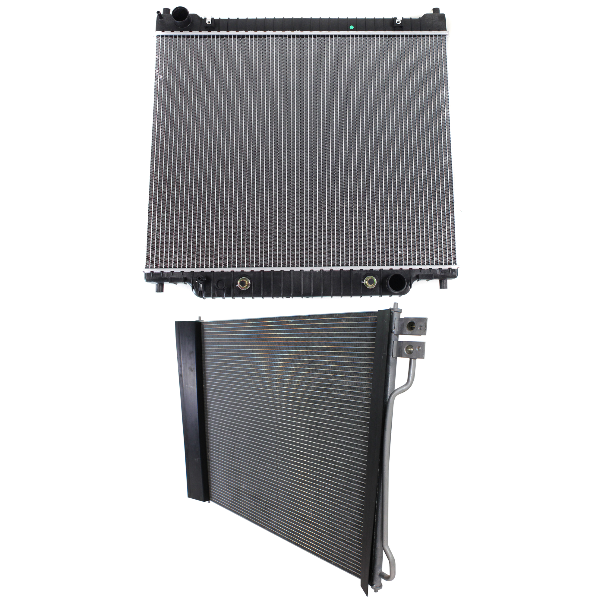 AM E 150 E 250 E 350 SUPER DUTY 07-14 RADIATOR 2 pc kit 10-8 Cyl 6.8-5.4L Eng. 2 Row Core with A C Condenser SKU KIT 091223-03 Partslink FO3010255 FO3030220 OEM 3C2Z8005A 9C2Z19712A