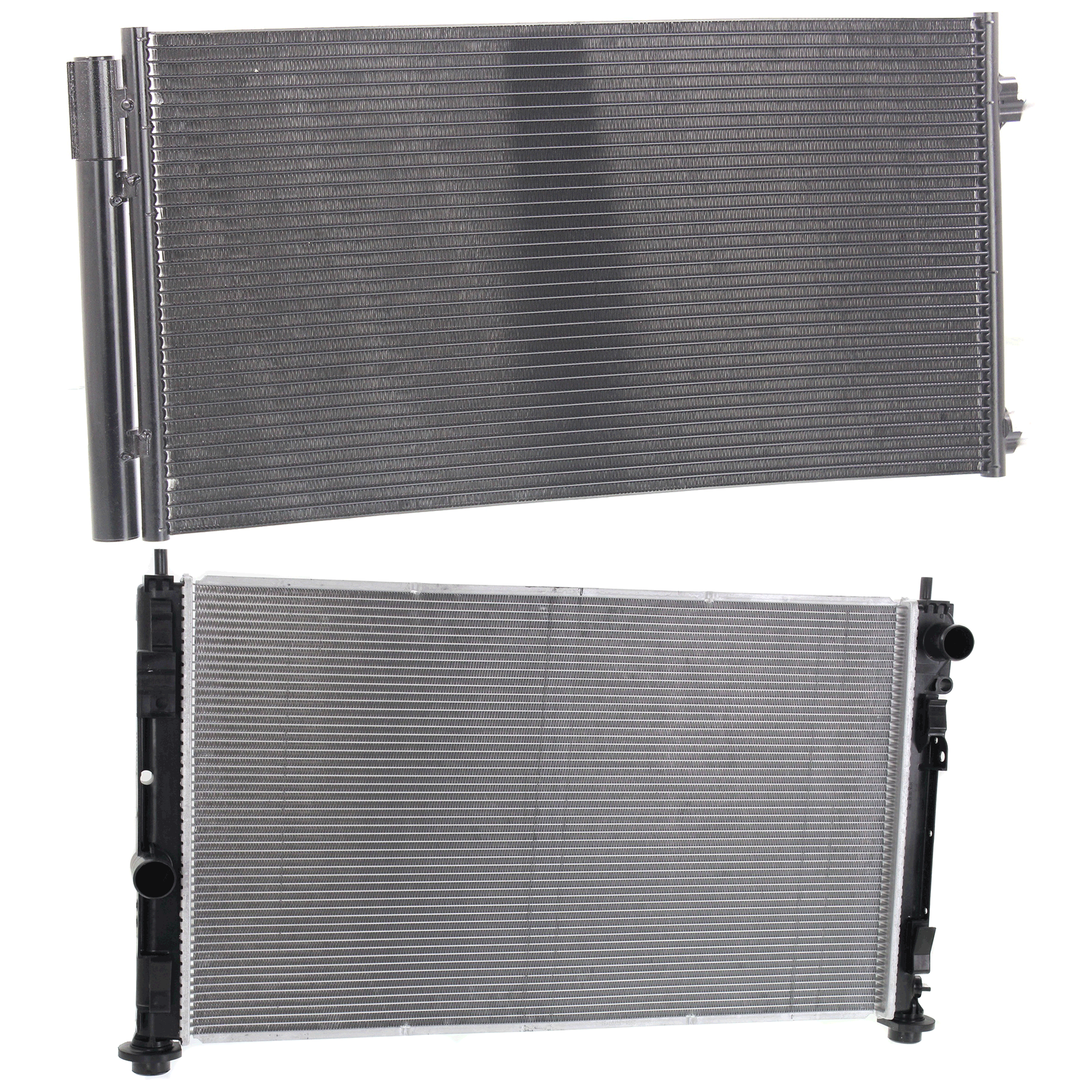 AM COMPASS 17-17 RADIATOR 2 pc kit 4 Cyl 2.0L 2.4L Eng. with A C Condenser SKU KIT 091223-10 Partslink CH3010341 CH3010339 CH3030260 CH3030265 FI3030102 OEM 68004049AB 68247204AA 68273402