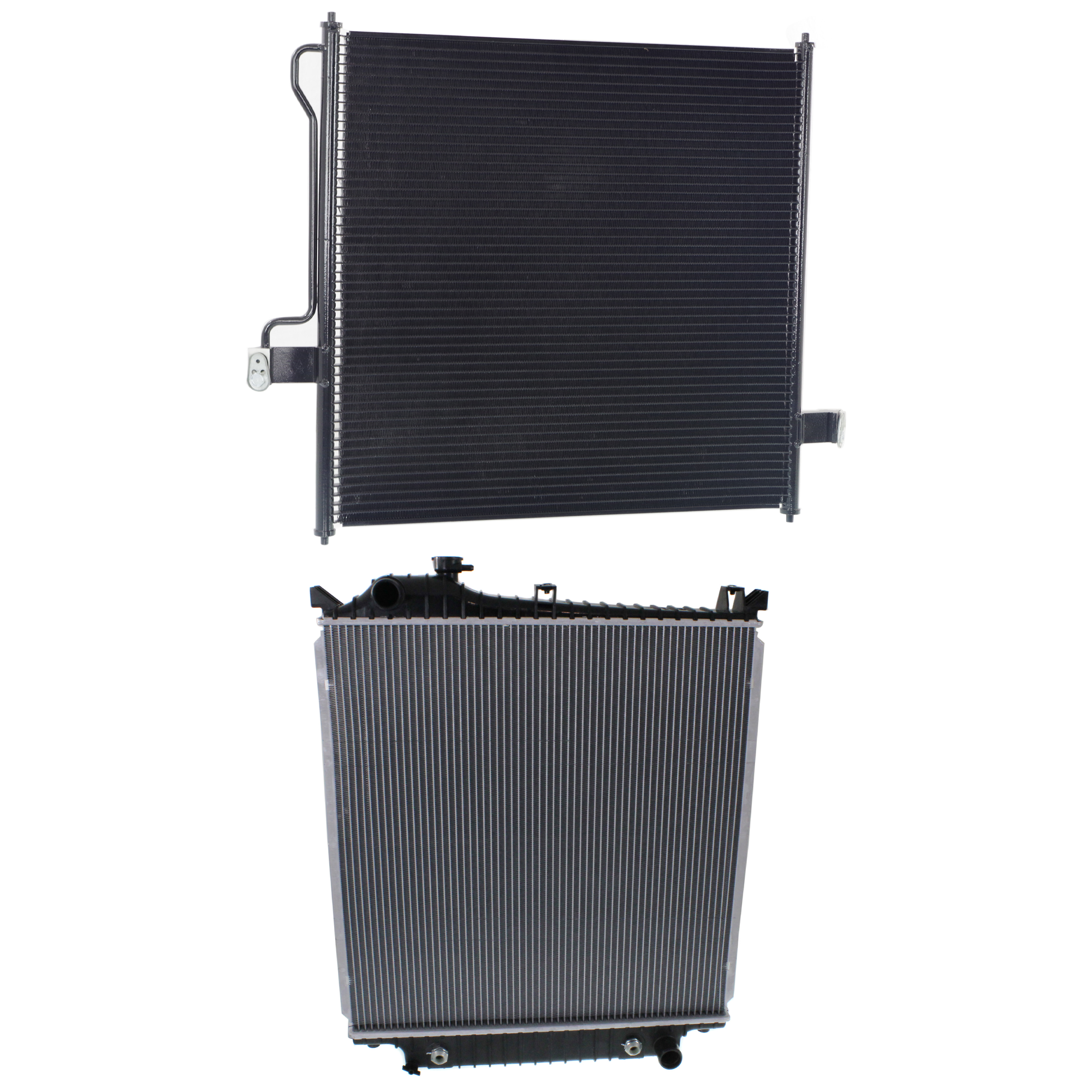 AM EXPLORER MOUNTAINEER 07-10 RADIATOR 2 pc kit 6-8 Cyl 4.0L 4.6L Eng. with A C Condenser SKU KIT 091223-15 Partslink FO3010281 FO3030139 OEM 8L2Z8005A 1L2Z19712AA