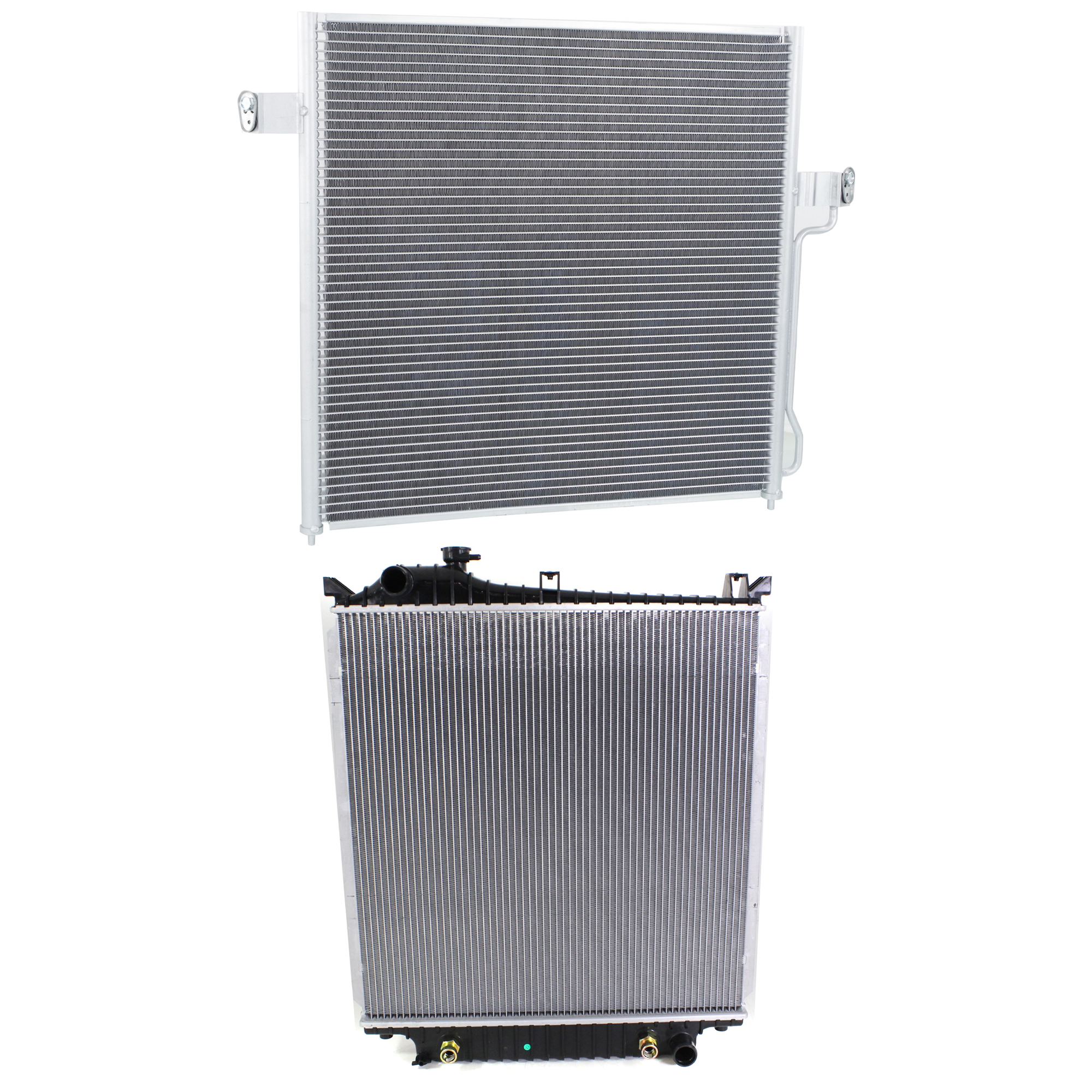 AM EXPLORER MOUNTAINEER 06-06 RADIATOR 2 pc kit 6-8 Cyl 4.0L 4.6L Eng. with A C Condenser SKU KIT 091223-23 Partslink FO3010273 FO3030221 OEM 6L2Z8005AD EU2Z19712C 6L2Z1971