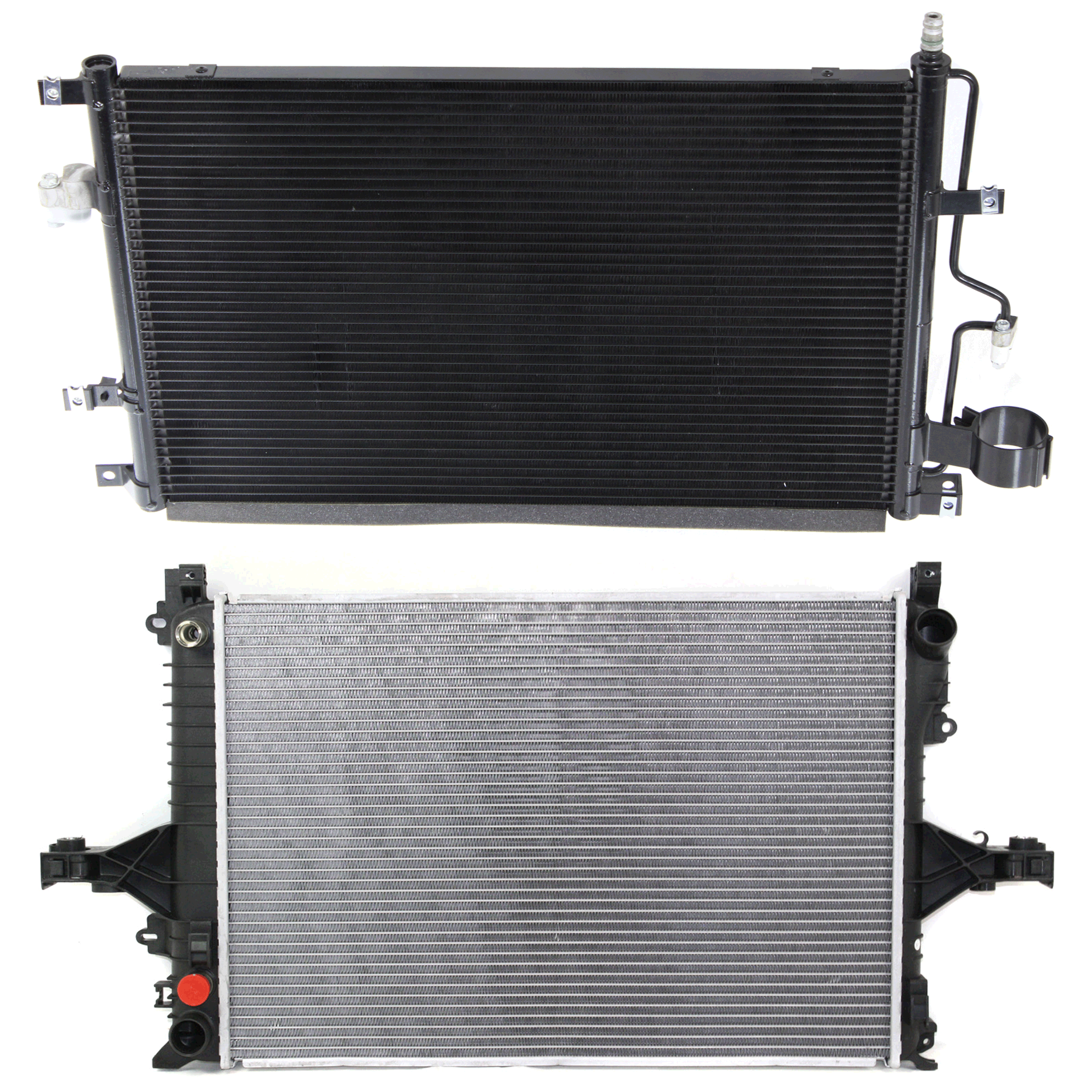 AM S80-99-05 S60 V70-01-05 RADIATOR 2 pc kit Auto Trans 5-6 Cyl 2.3L 2.4L 2.5L Eng. with A C Condenser SKU KIT 091223-24 Partslink VO3010102 VO3030101 OEM 313190563-306766023
