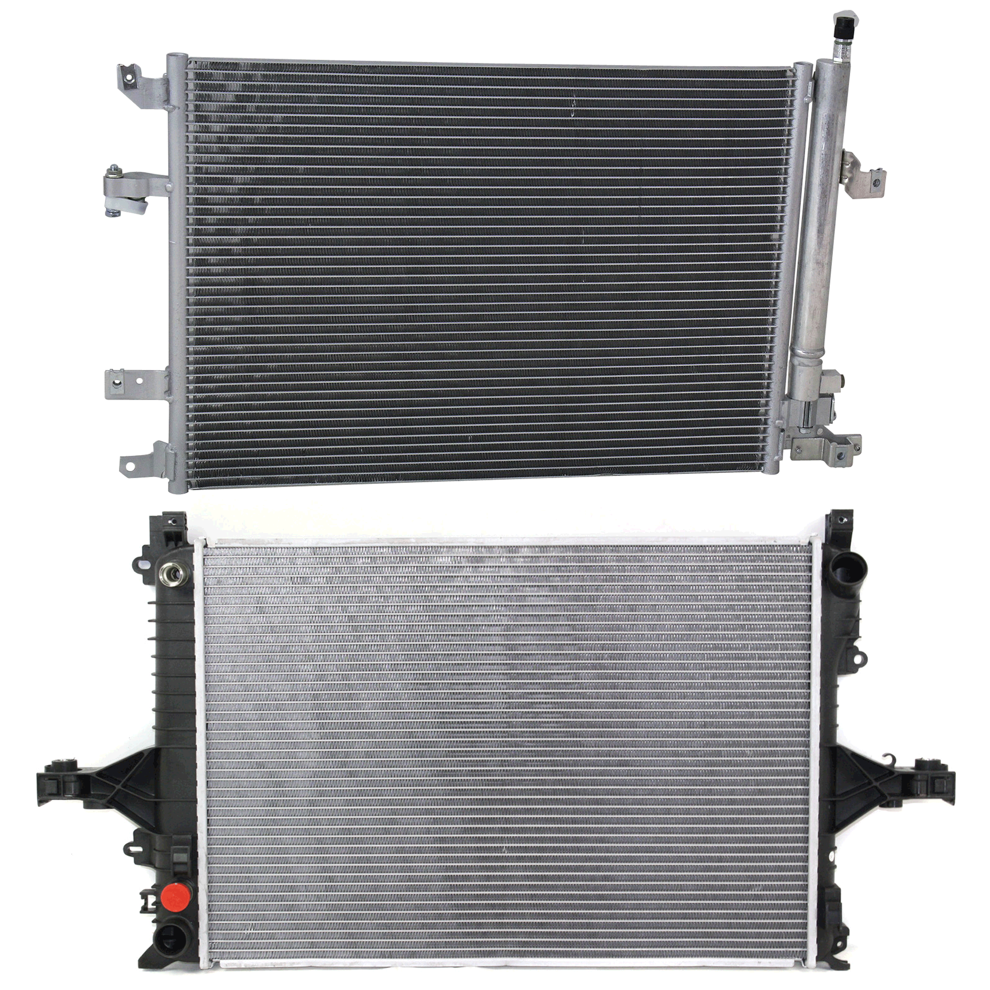 AM S60-05-09 V70 XC70-05-07 RADIATOR 2 pc kit Auto Trans 5-6 Cyl 2.4L 2.5L 2.9L Eng. with A C Condenser SKU KIT 091223-35 Partslink VO3010102 VO3030120 OEM 313190563-312672009