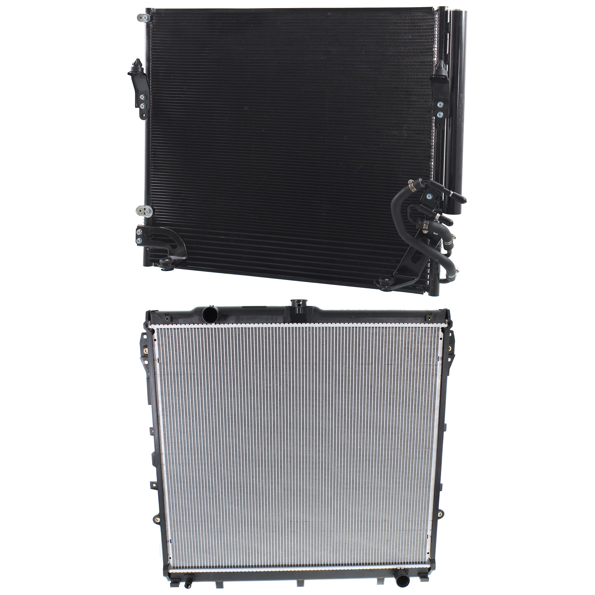 AM SEQUOIA 10-12 TUNDRA 10-18 RADIATOR 2 pc kit Aluminum Core 8 Cyl 4.6L 5.7L Eng. 1 Row Core with A C Condenser SKU KIT 091223-36 Partslink TO3010316 TO3030318 OEM 164000S010-883500C010