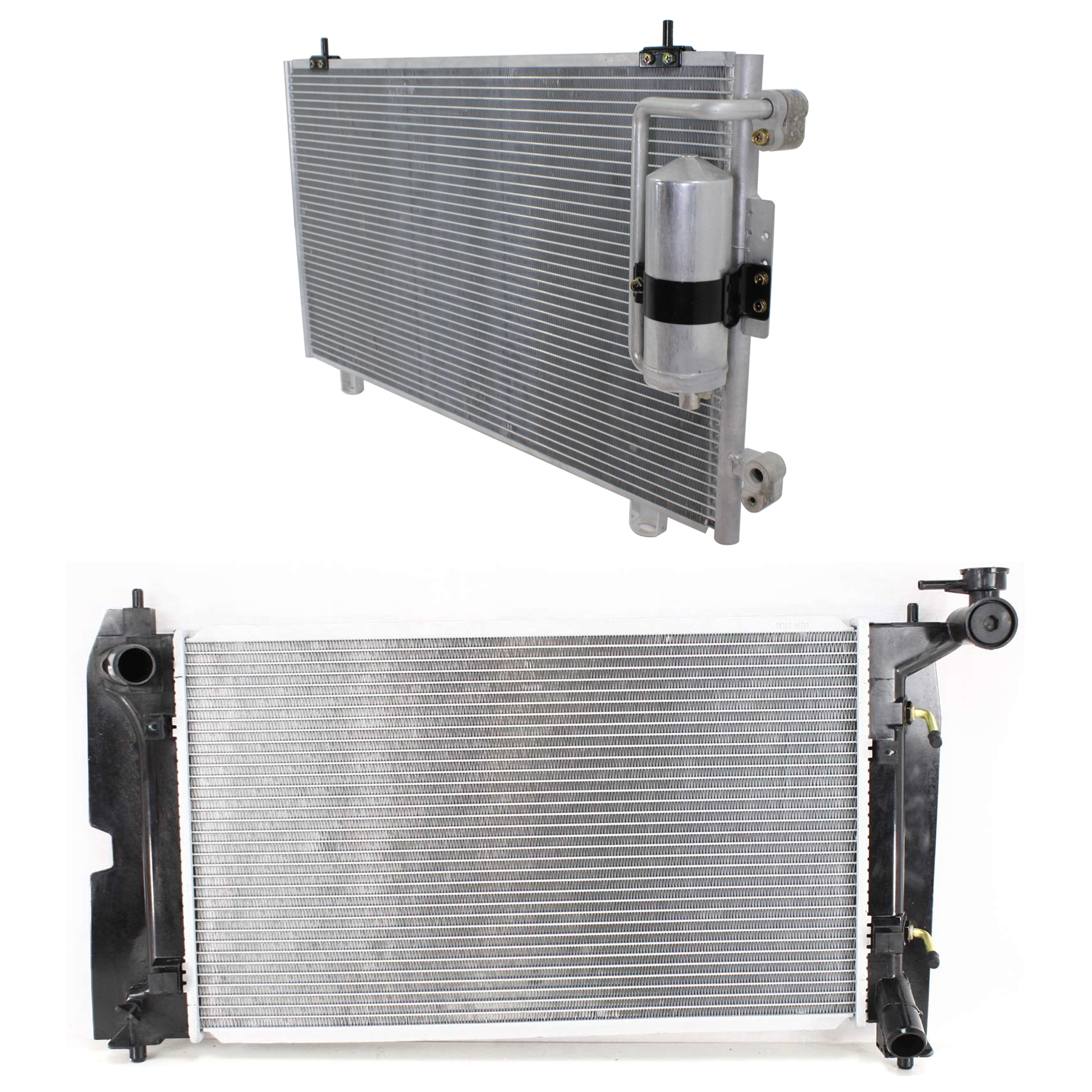 AM VIBE 03-08 RADIATOR 2 pc kit Auto Manual Trans 4 Cyl 1.8L Eng. with A C Condenser SKU KIT 091223-52 Partslink TO3010271 GM3030243 OEM 16410YZZAQ 88972207