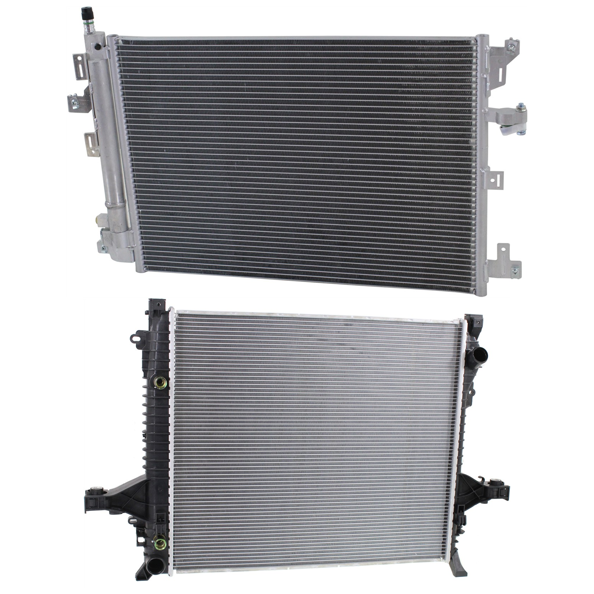 AM XC90-05-14 RADIATOR 2 pc kit 5-6-8 Cyl 2.5L 2.9L 3.2L Eng. with A C Condenser SKU KIT 091223-69 Partslink VO3010119 VO3030119 OEM 312935505-313695108