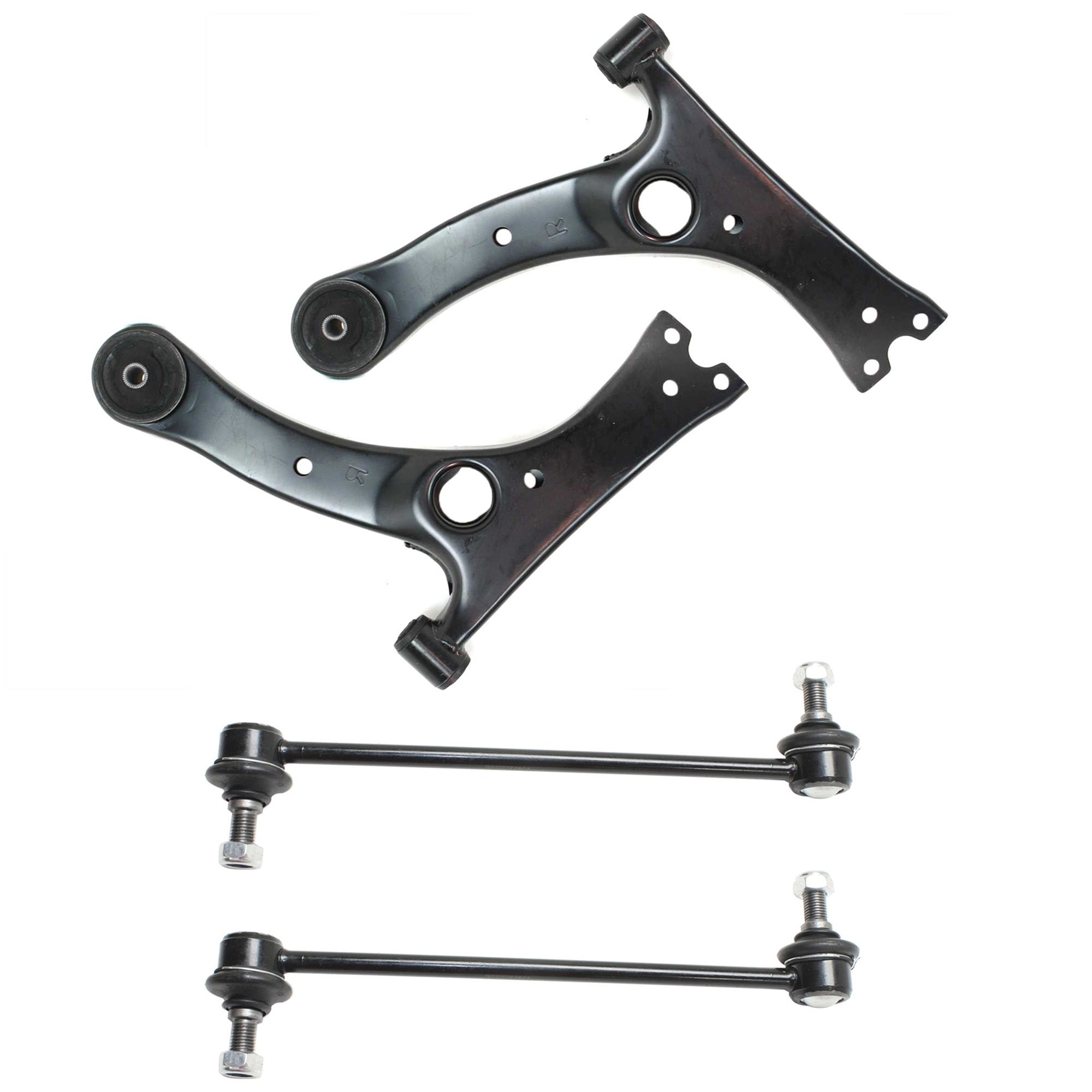 AM COROLLA 03-08 FRONT FRONT CONTROL ARM RH AND LH Lower 4 pc Kit w o Ball joint with Sway Bar Link SKU KIT 091316-07 OEM 4806902021-88970143-4806902020
