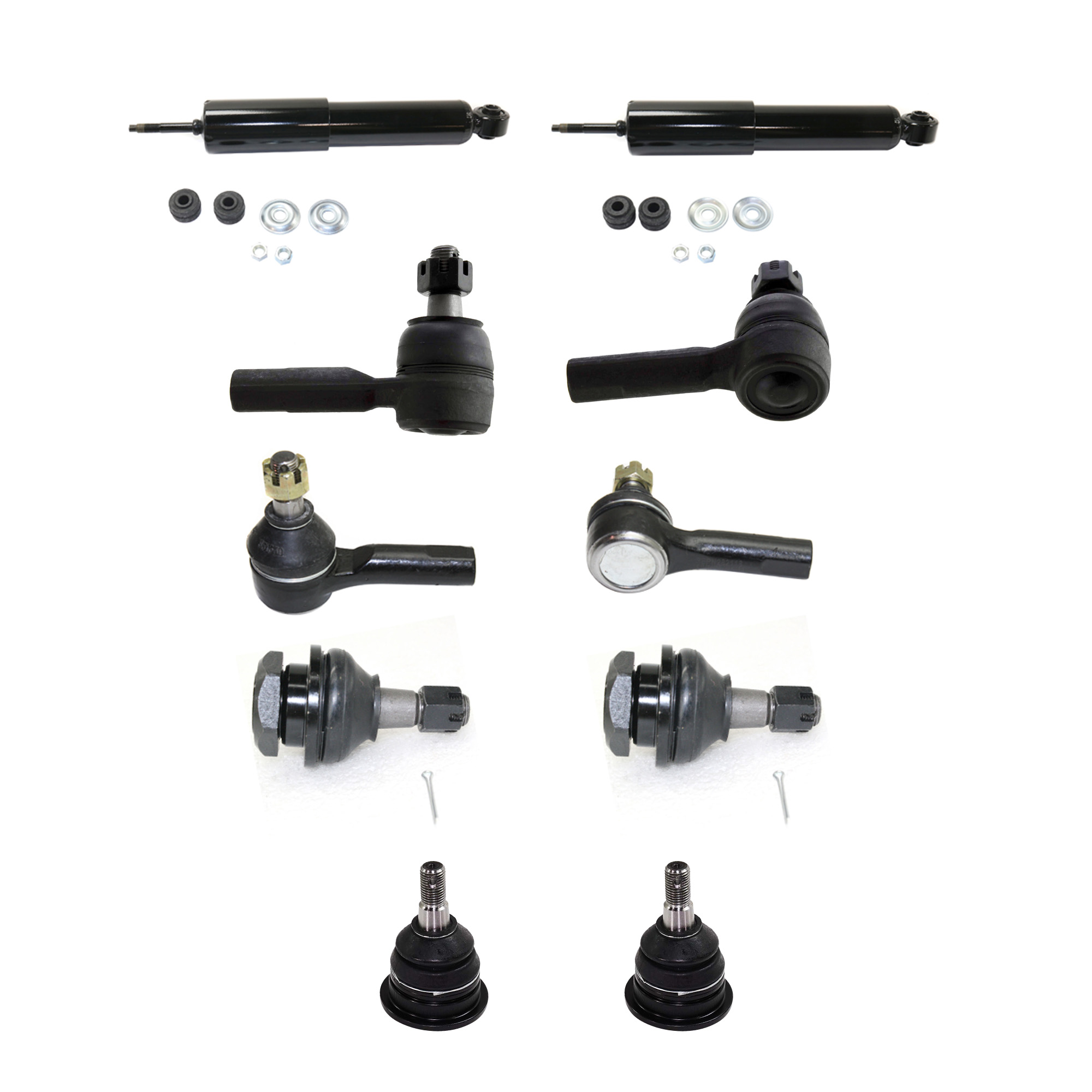 AM FRONTIER 00-04 FRONT SUSPENSION KIT RH AND LH 10 pc kit with Ball Joints Shock Absorbers and Tie Rod Ends SKU KIT 091317-05 OEM 2601596-5051323-10480591-45
