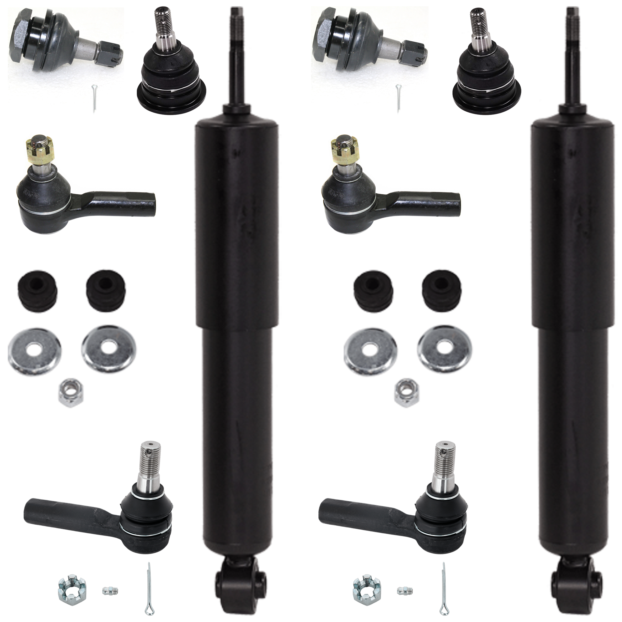 AM FRONTIER 98-01 XTERRA 00-04 FRONT SUSPENSION KIT RH AND LH 10 pc kit with Ball Joints Shock Absorbers and Tie Rod Ends SKU KIT 091317-06 OEM 2601596-5051323-10480591-45D23