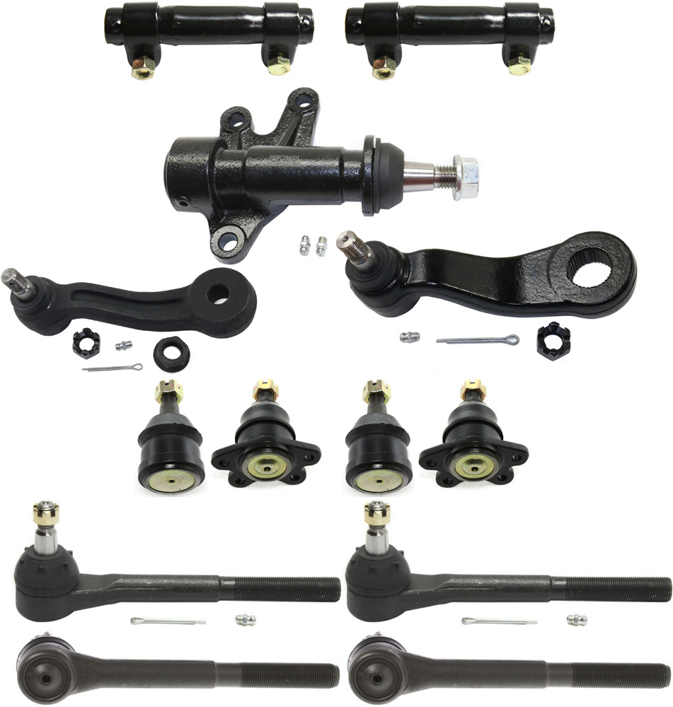 AM C K FULLSIZE P U 93-00 FRONT SUSPENSION KIT 13 pc Kit w Ball Joints Idler Arm Idler Arm Bracket Pitman Arm Tie Rod Adjusting Sleeves and Tie Rod Ends SKU KIT 091317-10 OEM 104101-2601312-5051134-1561642