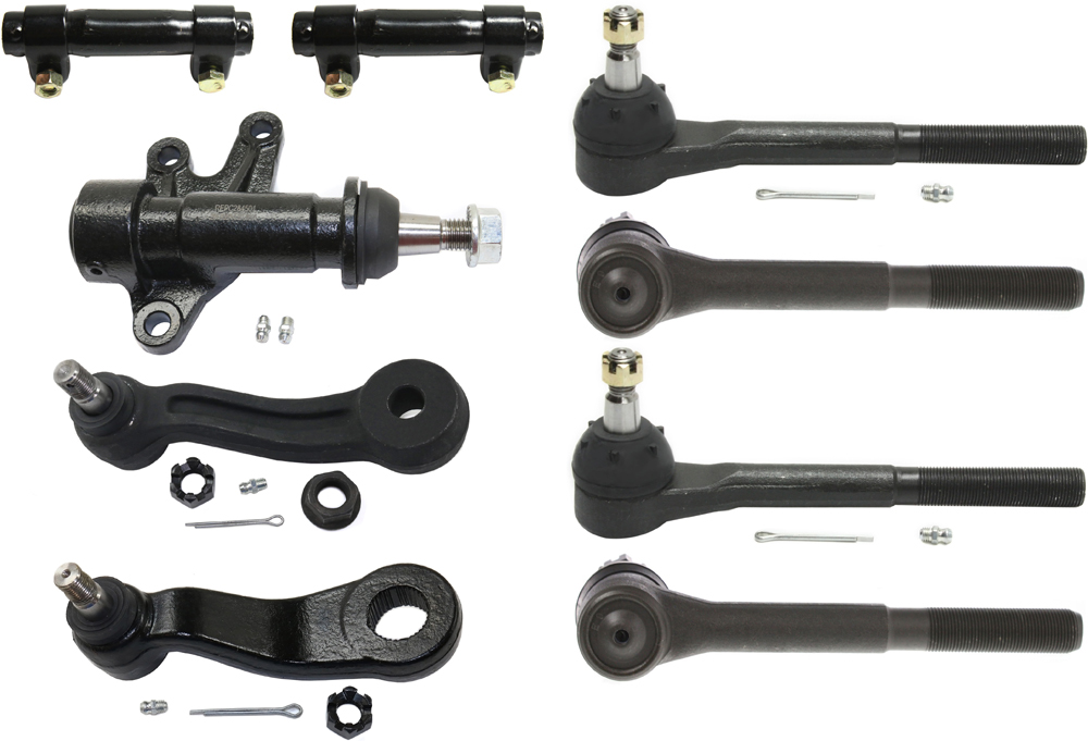 AM C K FULLSIZE P U 93-00 FRONT SUSPENSION KIT 9 pc Kit w Idler Arm Idler Arm Bracket Pitman Arm Tie Rod Adjusting Sleeves and Tie Rod Ends SKU KIT 091317-11 OEM 190142-986008-2683691-4501103