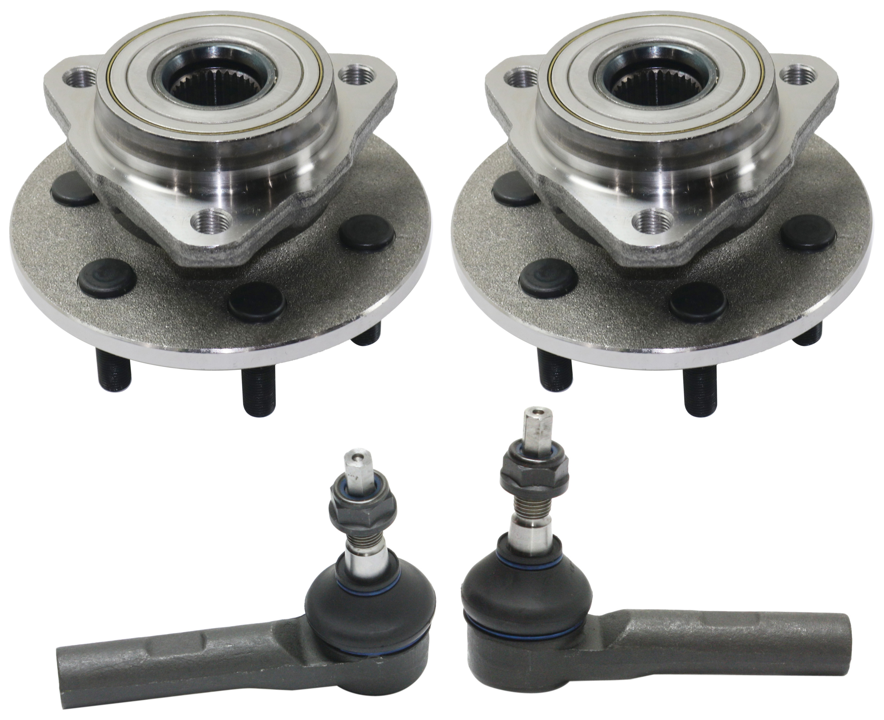 AM DAKOTA 00-04 FRONT HUB ASSEMBLY RH AND LH 4 pc Kit Four Wheel Drive with Tie Rod Ends SKU KIT 091317-24 OEM 52069361AC 52106545AA 52106544