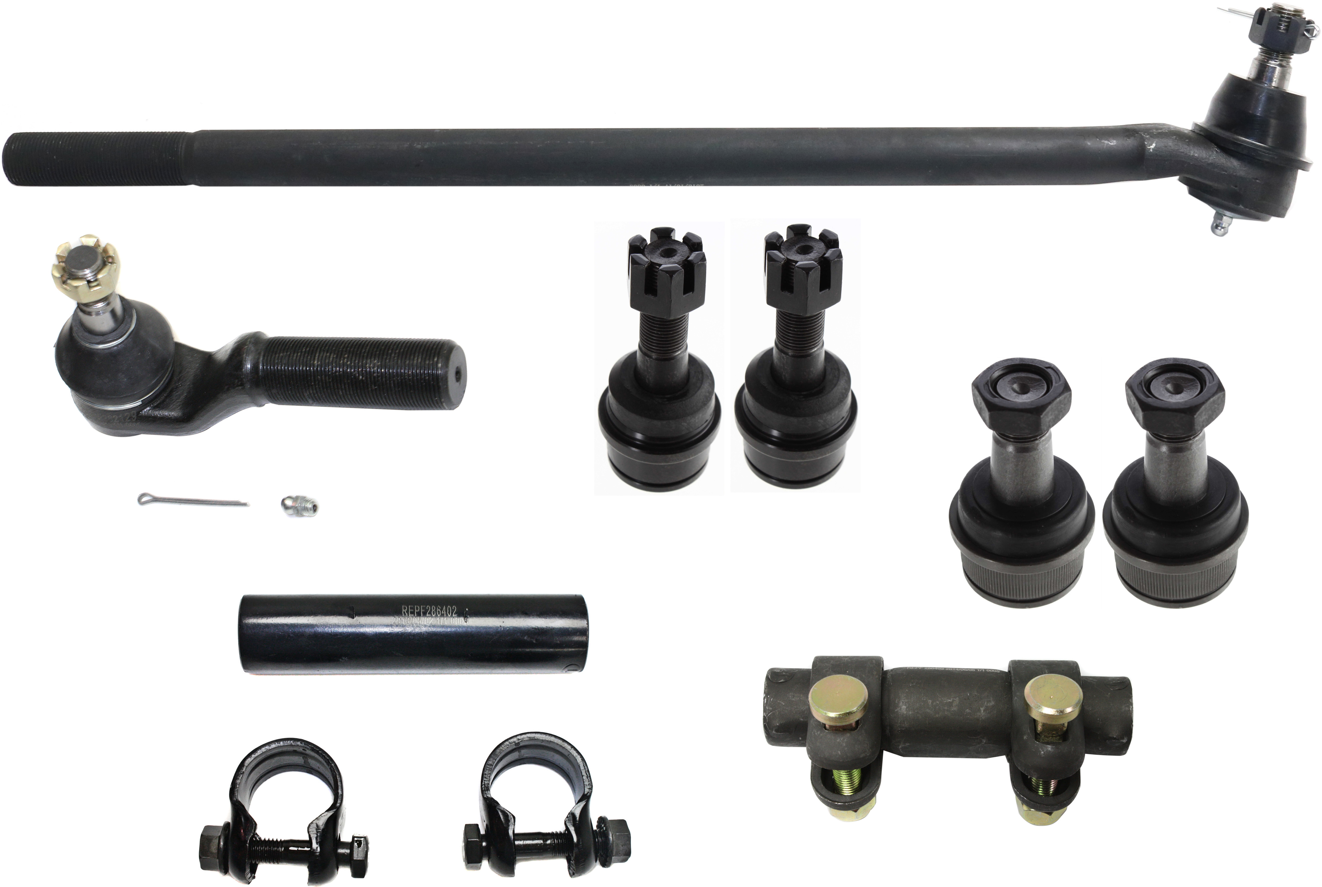 AM F 250-95-96 FRONT SUSPENSION KIT RH AND LH 8 pc kit w Ball Joints Tie Rod Adjusting Sleeves and Tie Rod Ends SKU KIT 091317-27 OEM 10339-104273-2601248-2601646-4