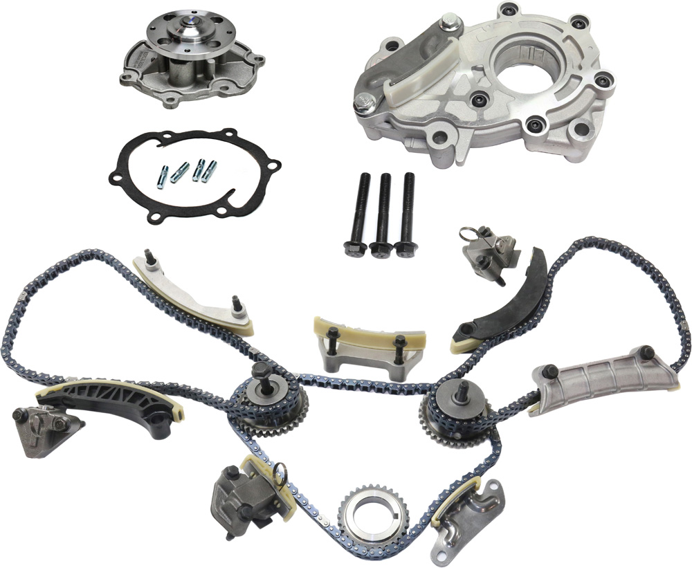 AM SAAB 9-3-06-09 ENCLAVE 08-17 XTS 13-19 TIMING CHAIN KIT 3 pc Kit with Oil Pump and Water Pump SKU KIT 091317-42 OEM 90753S 11103-19361-20332-43530