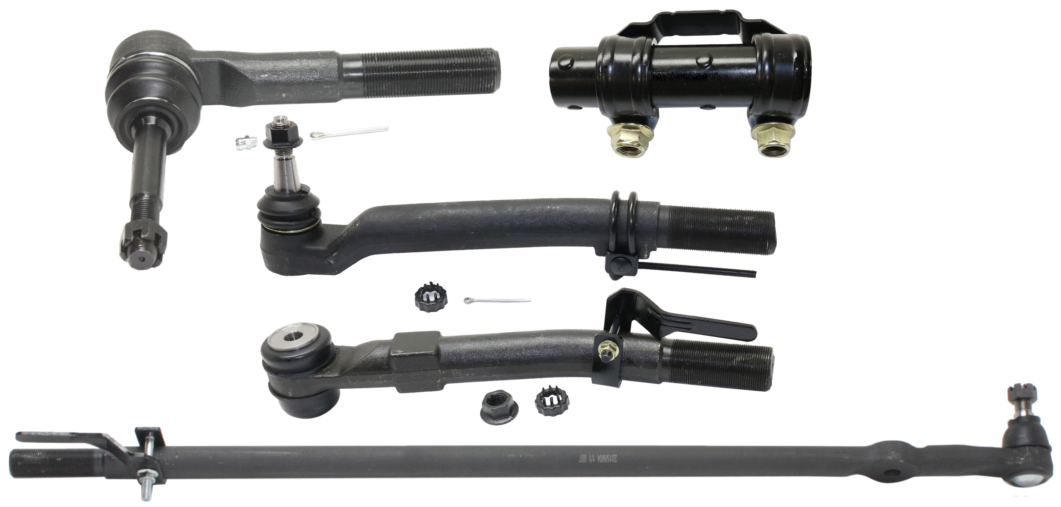 AM F 250 F 350 SUPER DUTY 05-10 FRONT SUSPENSION KIT RH AND LH 5 pc kit with Drag Link Tie Rod Adjusting Sleeve and Tie Rod Ends SKU KIT 091417-14 OEM 2696117-4101095-4101095B 45A30