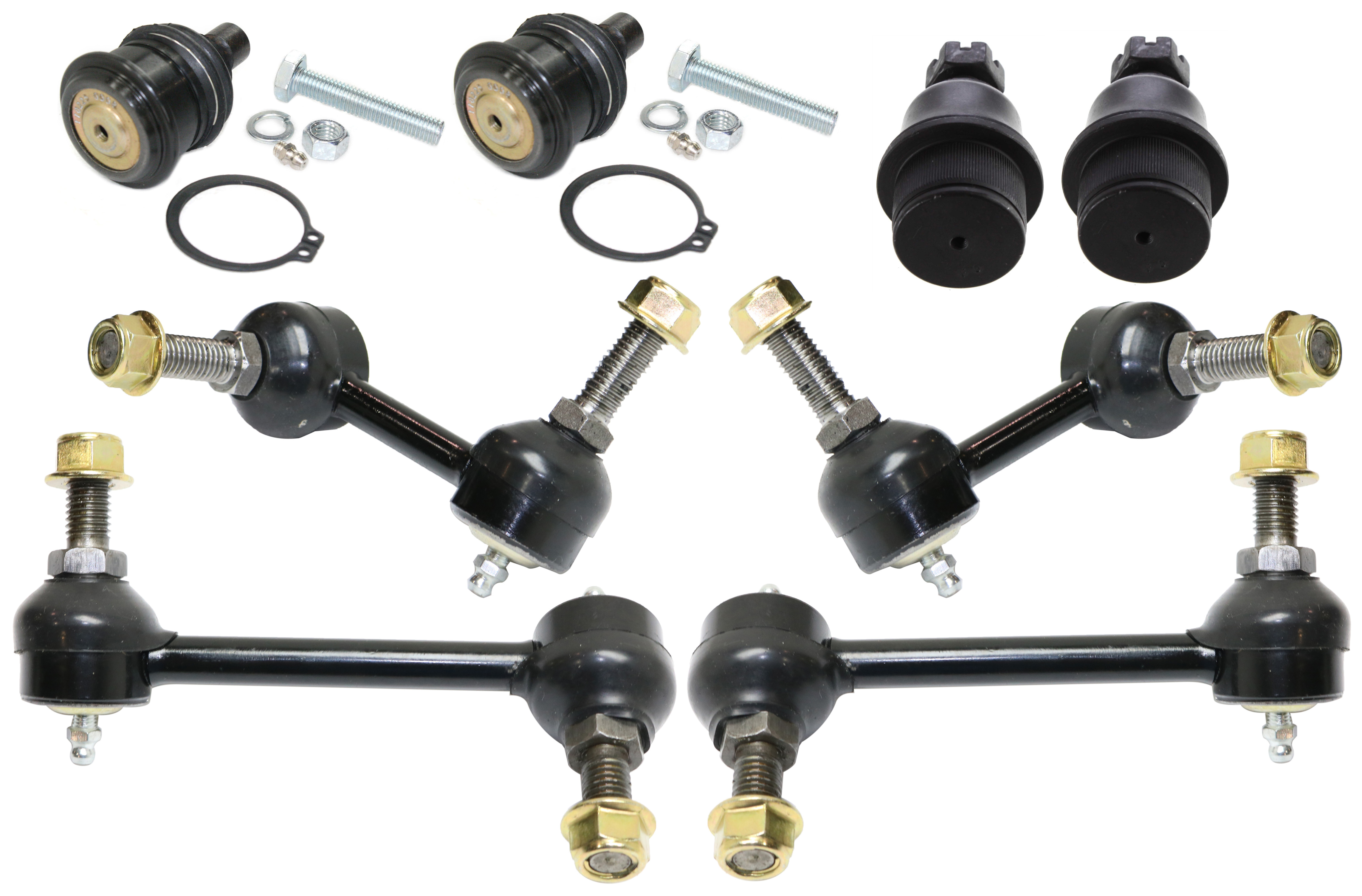 AM BRAVADA ENVOY 02-03 ENVOY XL TRAILBLAZER 02-03 FRONT AND REAR SUSPENSION KIT RH AND LH 8 pc kit with Ball Joints and Sway Bar Links SKU KIT 091417-24 OEM 104-335-260-156-050-000-000-000-000