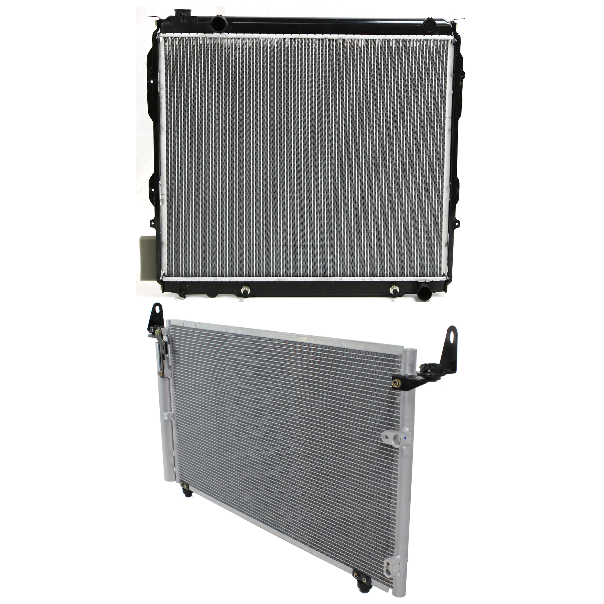 AM TUNDRA 04-06 RADIATOR 2 pc kit 8 Cyl 4.7L Eng. with A C Condenser SKU KIT 091423-01 Partslink TO3010162 TO3030196 OEM 164000F040-164000F030-884600C0