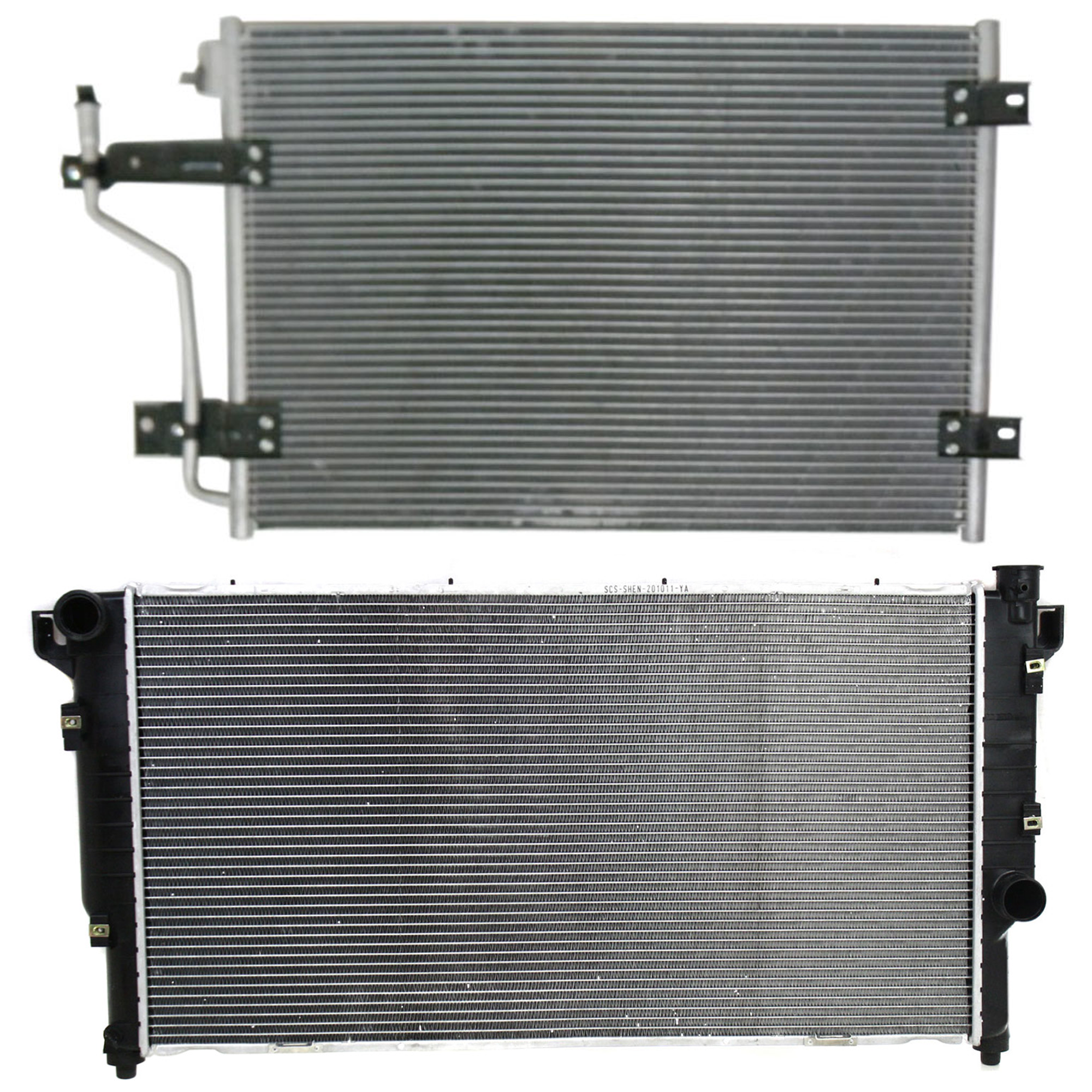 AM DODGE RAM 2500 RAM 3500-98-02 RADIATOR 2 pc kit 6 Cyl 5.9L Eng. 2 Row Core with A C Condenser SKU KIT 091423-05 Partslink CH3010158 CH3030133 OEM C4718044-55055825AB
