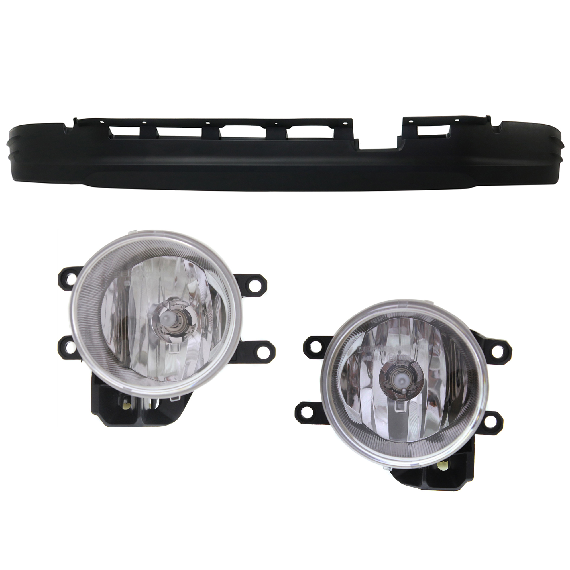 AM TACOMA 16-23 FRONT LOWER VALANCE RH AND LH 3 Pc kit Plastic Textured with Fog Light SKU KIT 091523-109 Partslink TO1093130 TO2592129 TO2593129 OEM 5385104070-8122002160-81210021