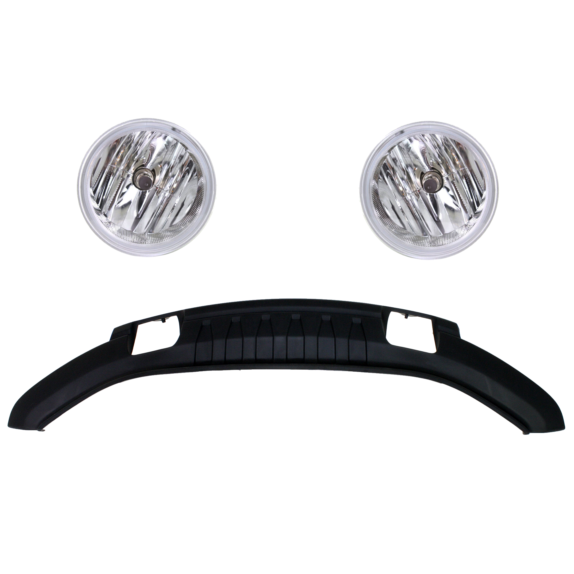 AM F 150-09-10 FRONT LOWER VALANCE RH AND LH 3 Pc kit Plastic Textured with Fog Light SKU KIT 091523-118 Partslink FO1095228 FO2592220 FO2593220 OEM 9L3Z17626B AL3Z15201A PFM AL3Z