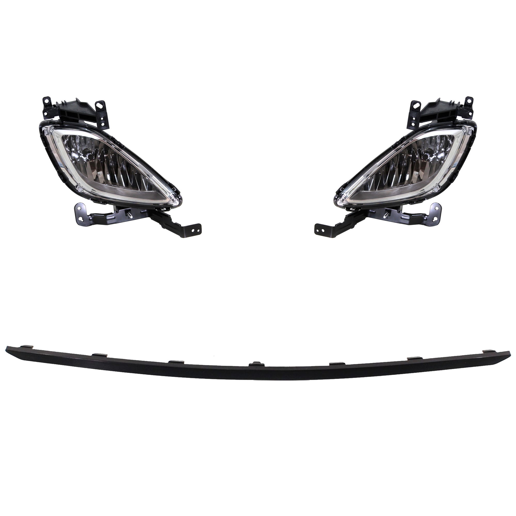 AM ELANTRA 11-13 FOG LAMP RH AND LH 3 Pc kit Assembly Halogen USA Built Vehicle with Valance SKU KIT 091523-128 Partslink HY2592138 HY2593138 HY1093102 OEM 922013X000-922023X000-865913Y0