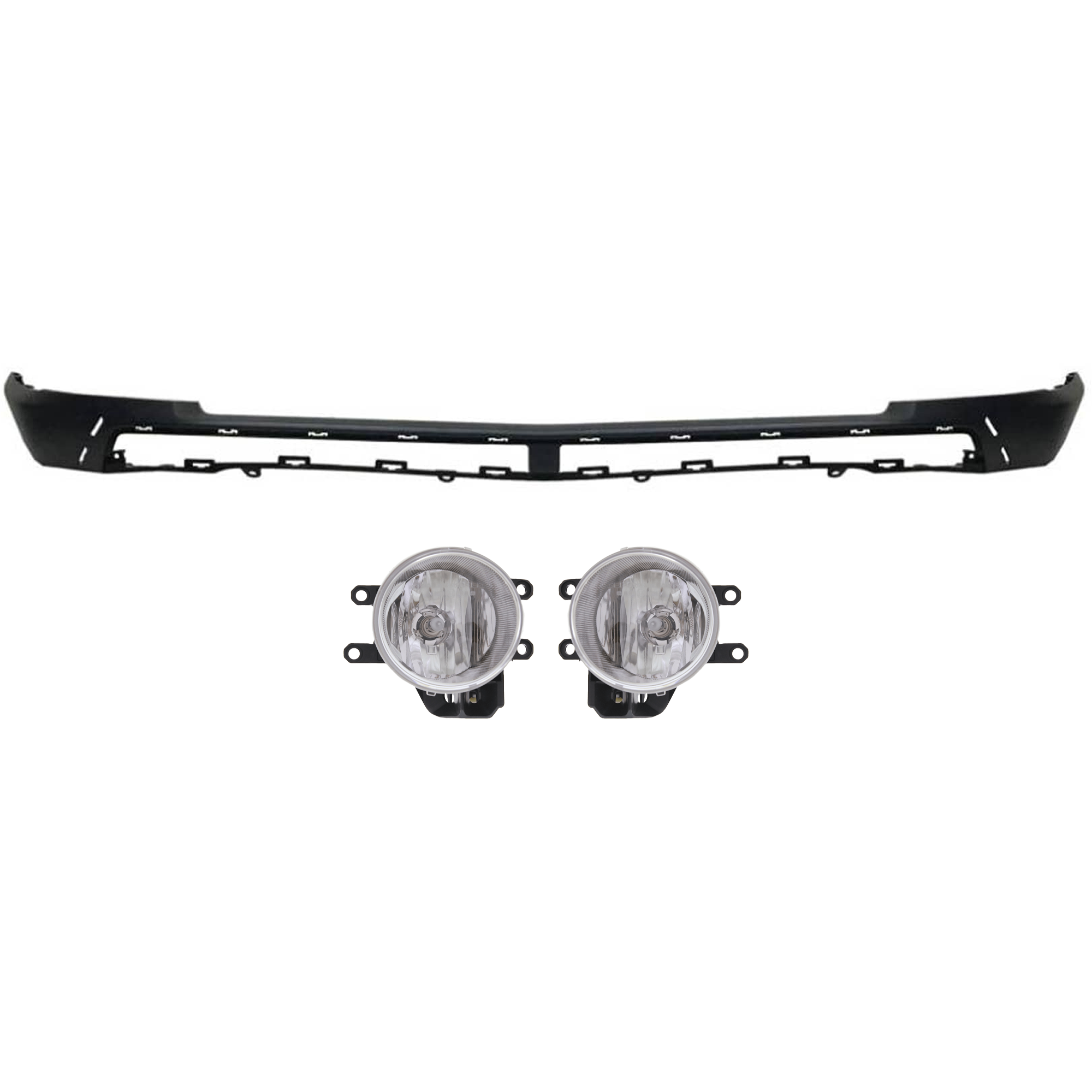 AM RAV4-19-21 FRONT LOWER VALANCE RH AND LH 3 Pc kit Plastic Textured with Fog Light SKU KIT 091523-140 Partslink TO1095214 TO2592129 TO2593129 OEM 524110R150-8122002160-81210021