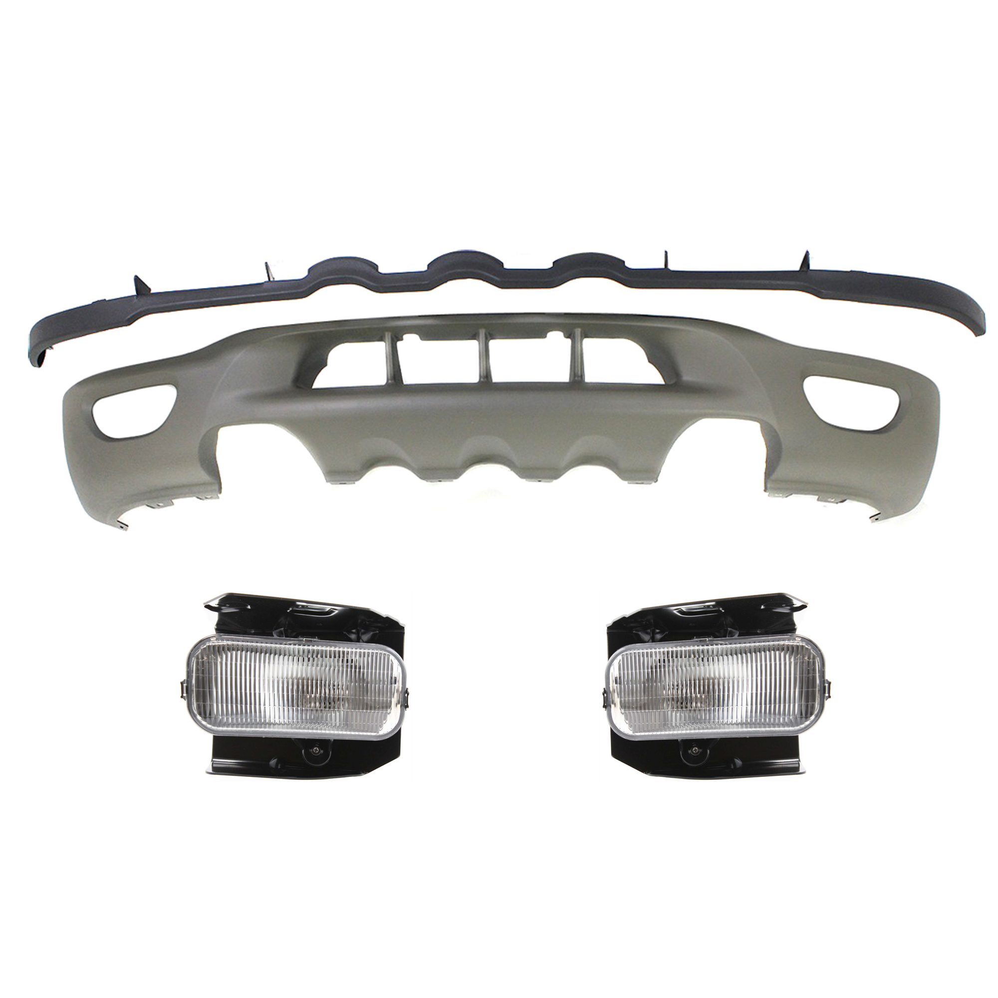 AM EXPEDITION 99-02 F 150-99-03 FRONT LOWER VALANCE RH AND LH 3 Pc kit Plastic Painted Beige with Fog Light SKU KIT 091523-154 Partslink FO1095180 FO2592180 FO2593180 OEM XL3Z17626BAA 1L3Z15200AB 1L3Z1