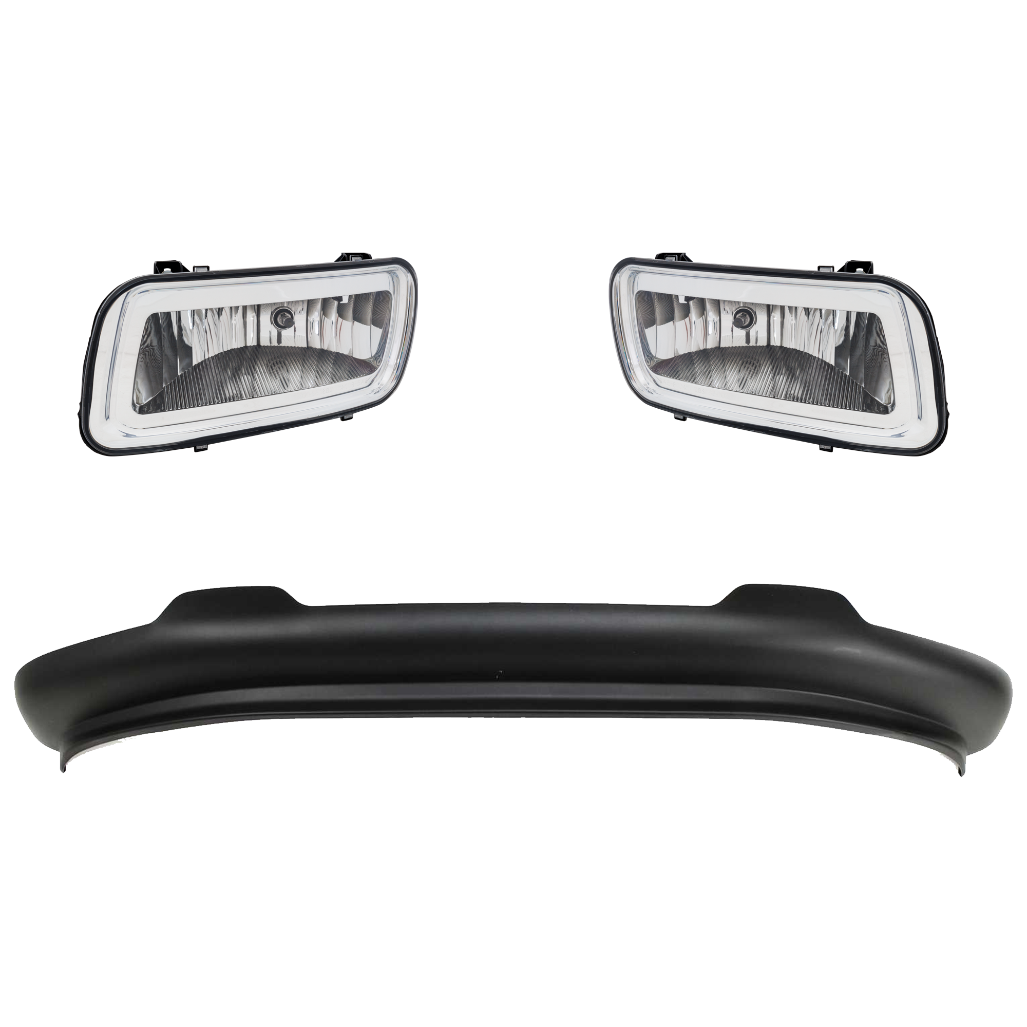 AM F 150-06-06 FRONT LOWER VALANCE RH AND LH 3 Pc kit Plastic Textured with Fog Light SKU KIT 091523-156 Partslink FO1093107 FO2592197 FO2593197 OEM 6L3Z17626AAA 5L3Z15201A 5L3Z15