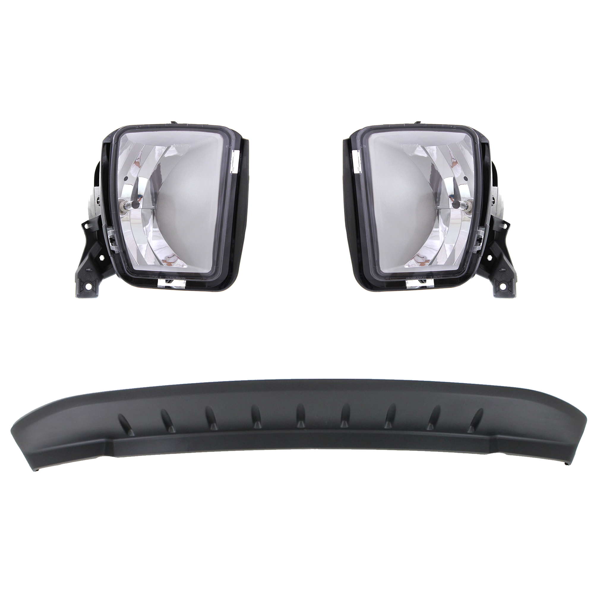 AM RAM 1500-13-18 FRONT LOWER VALANCE RH AND LH Air Dam Plastic Textured 3 pc kit w Fog Lights Includes 19-23-1500 Classic SKU KIT 091523-161 Partslink CH1090147 CH2592147 CH2593147 OEM 5182326AA 68104821AF 68104821A