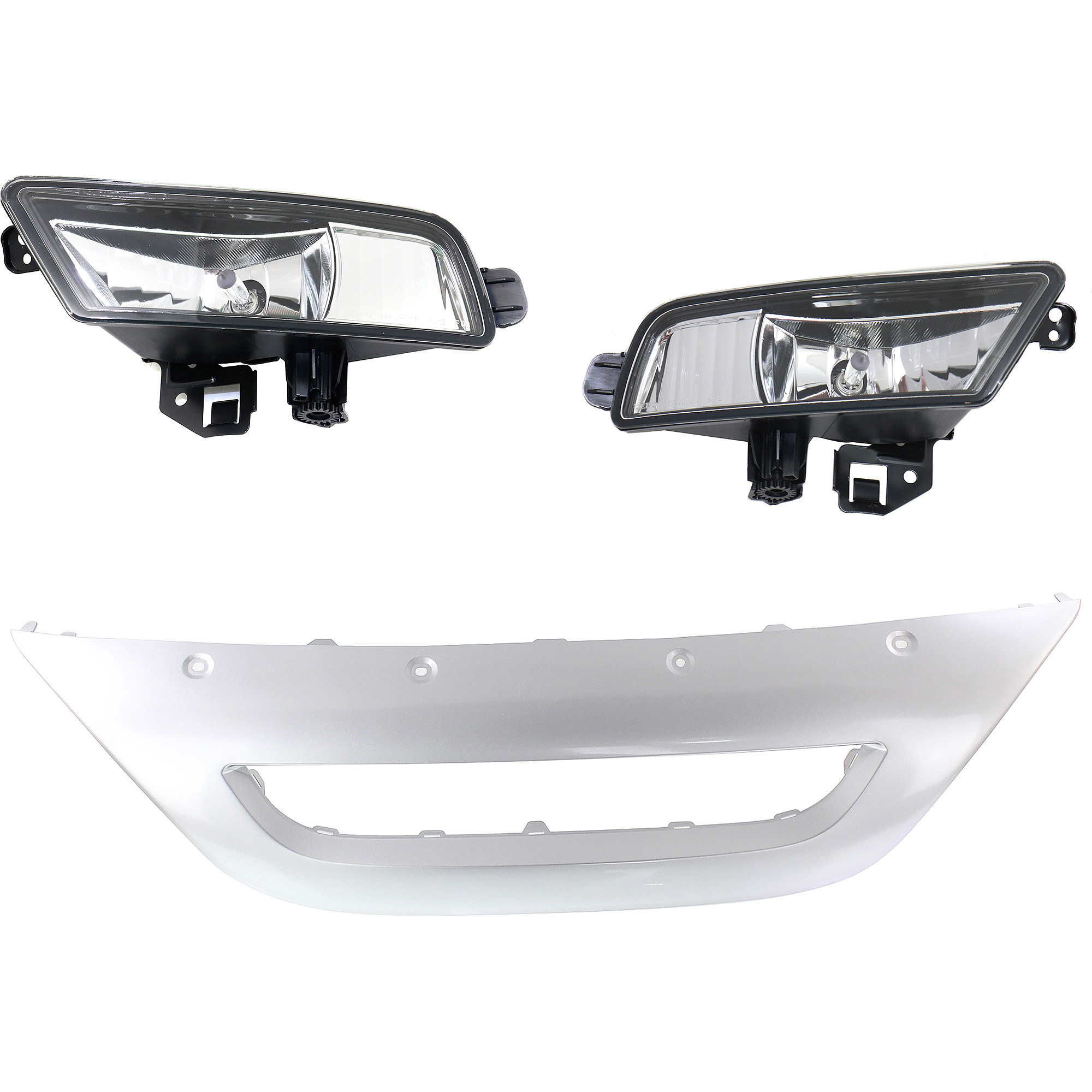 AM CR V 15-16 FRONT LOWER VALANCE RH AND LH 3 Pc kit Plastic Painted Silver with Fog Light SKU KIT 091523-178 Partslink HO1095120 HO2592140 HO2593140 OEM 71110T1WA01-33951T1WA11-33900T