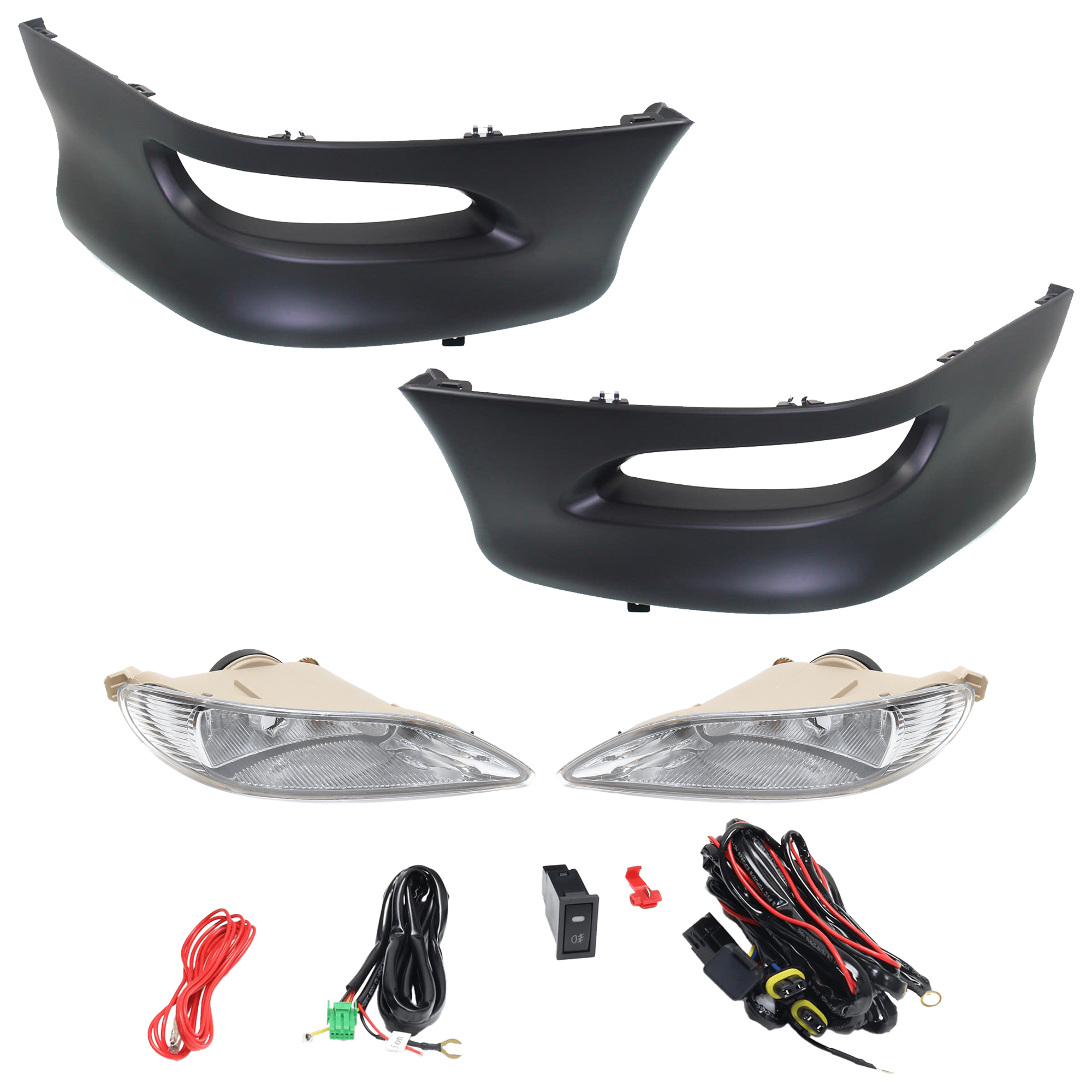 AM COROLLA 05-08 FRONT LOWER VALANCE RH AND LH 4 pc kit Plastic Primed with Fog Light SKU KIT 091523-182 OEM 7608102030C0-7608302030C0 Perf