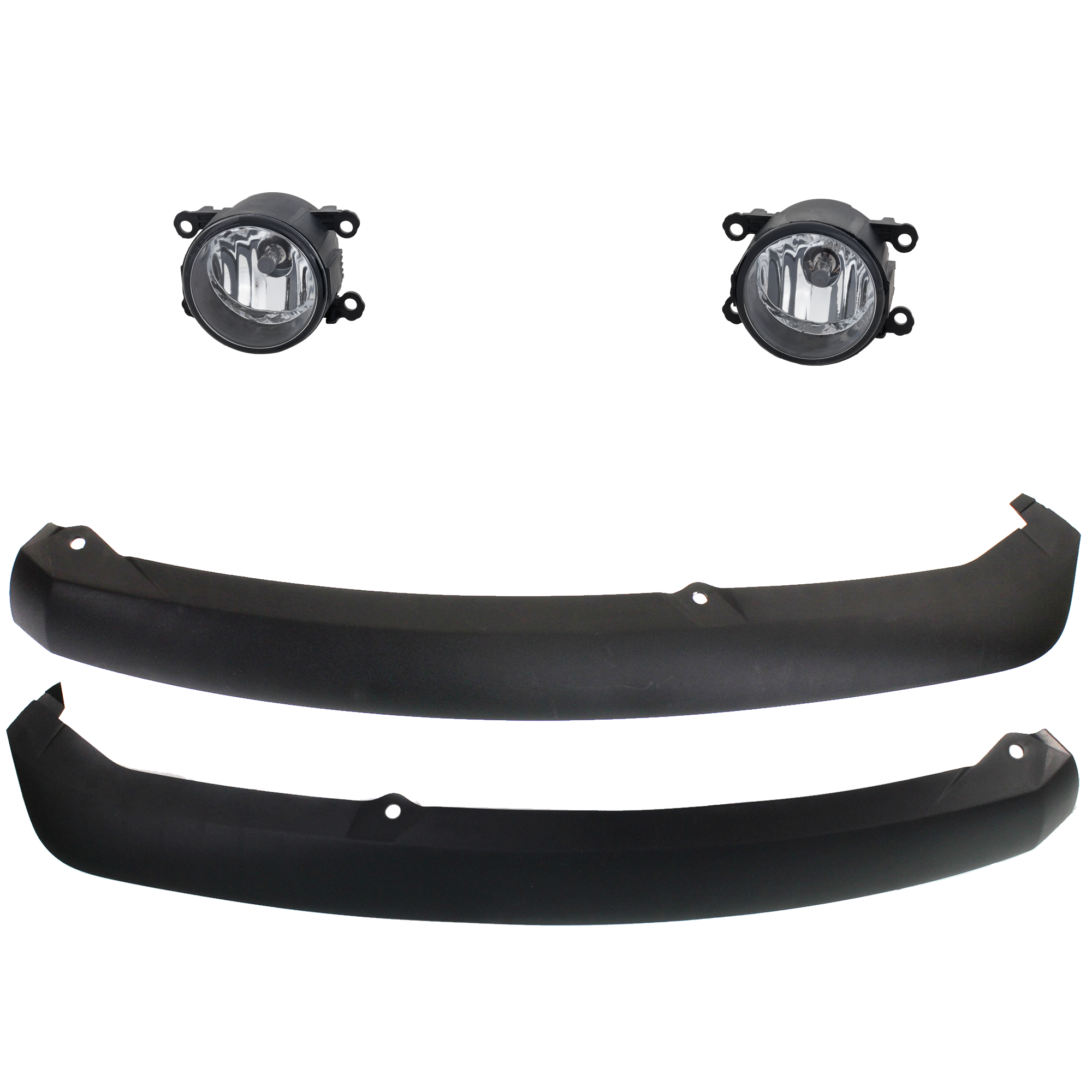 AM FOCUS 12-14 FRONT FOG LAMP RH AND LH 4 pc Kit Assembly Halogen with Valances SKU KIT 091523-184 Partslink FO2592217 FO1095244 FO1095245 OEM 4F9Z15200AA CP9Z17626B CP9Z176