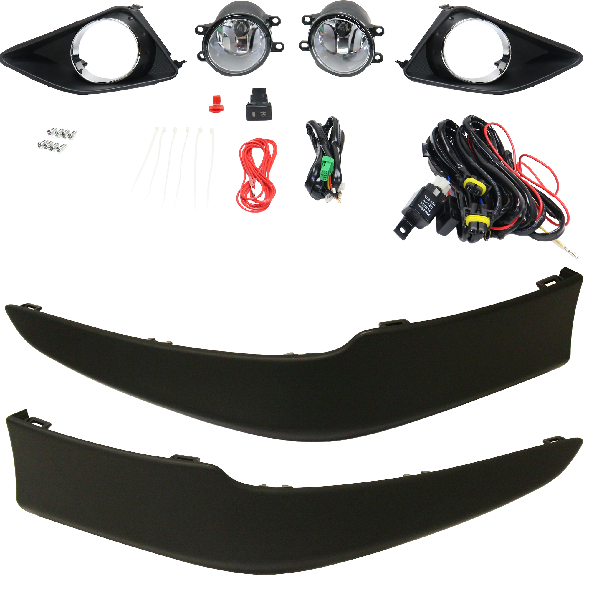 AM COROLLA 09-10 FOG LAMP RH AND LH 4 pc Kit Assembly Halogen with Valance SKU KIT 091523-189 Partslink TO1093118 TO1093119 OEM Performance 7608302902-7608102