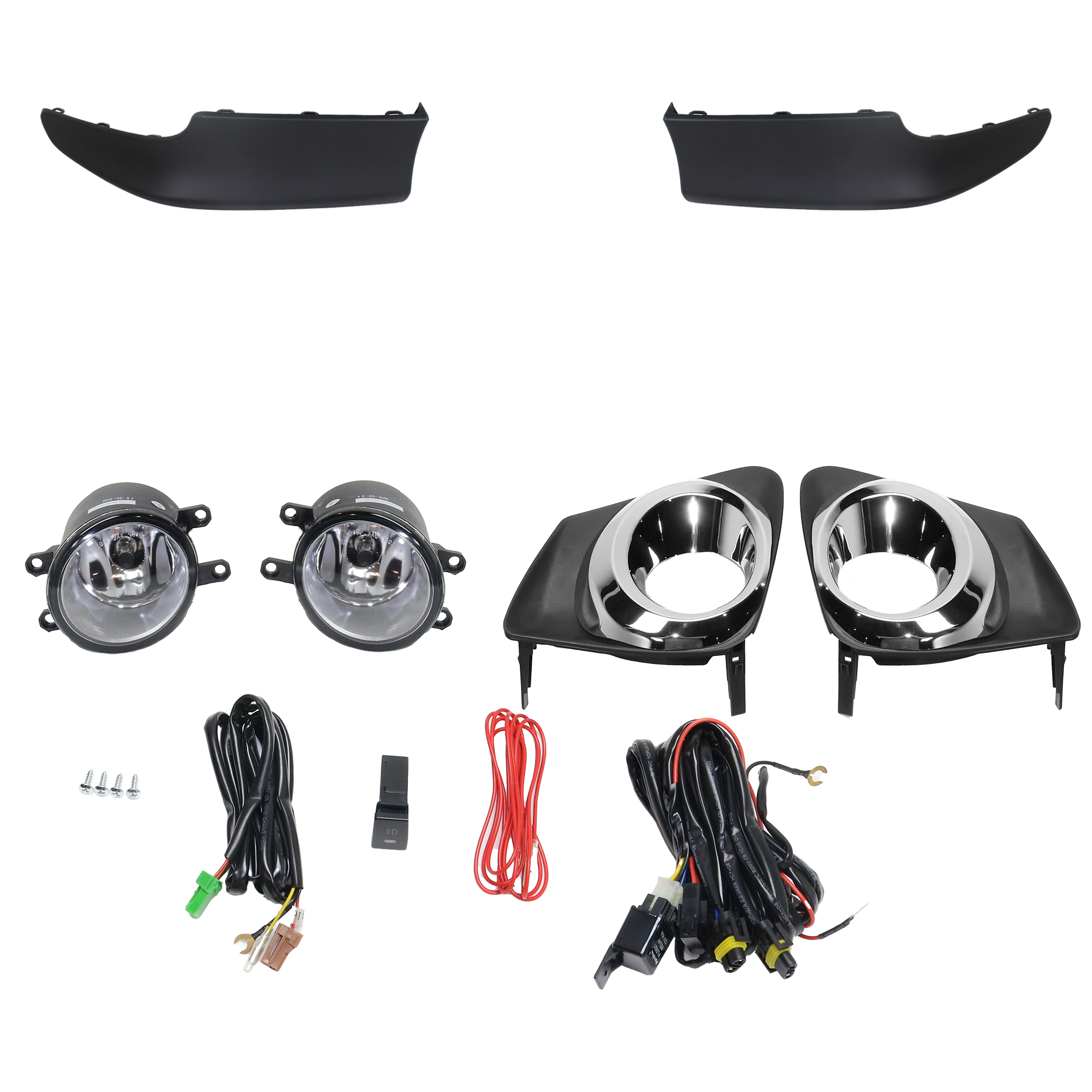 AM COROLLA 11-13 FOG LAMP RH AND LH 4 pc Kit Assembly Halogen with Valance SKU KIT 091523-190 Partslink TO1093126 TO1093125 OEM Performance 7685202908-7685102