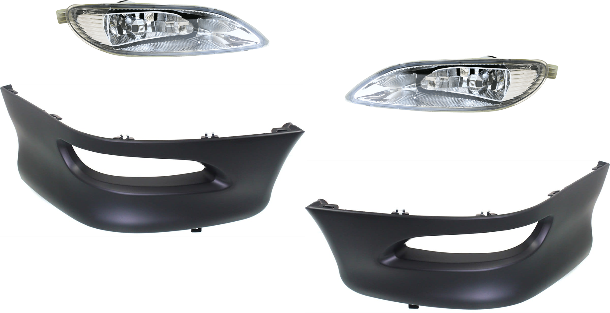 AM COROLLA 05-08 FRONT LOWER VALANCE RH AND LH 4 Pc kit OE comparable with Fog Lights SKU KIT 091523-208 Partslink TO1093122 TO1093123 TO2592106 TO2593106 OEM 7608102030C0-7608302030C0-8122