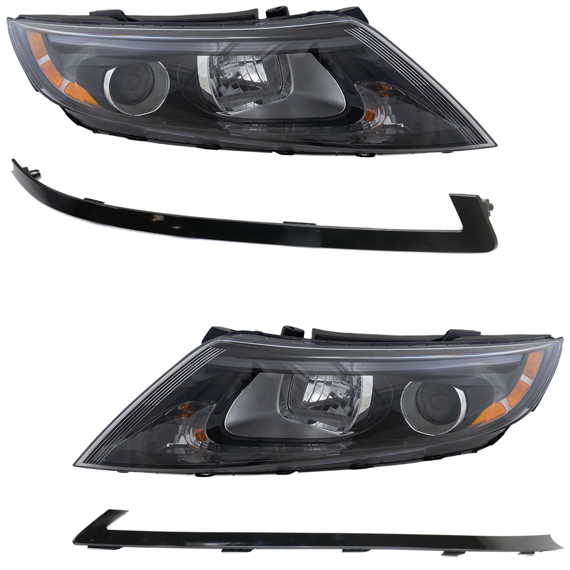 AM OPTIMA 14-15 HEAD LAMP RH AND LH Assembly Halogen Without LED position parking light 4 pc Kit with Bumper Trim CAPA SKU KIT 091523-219 Partslink KI1046104C KI1047104C KI2502175C KI2503175C OEM 865634C500-865644C500-921014C5