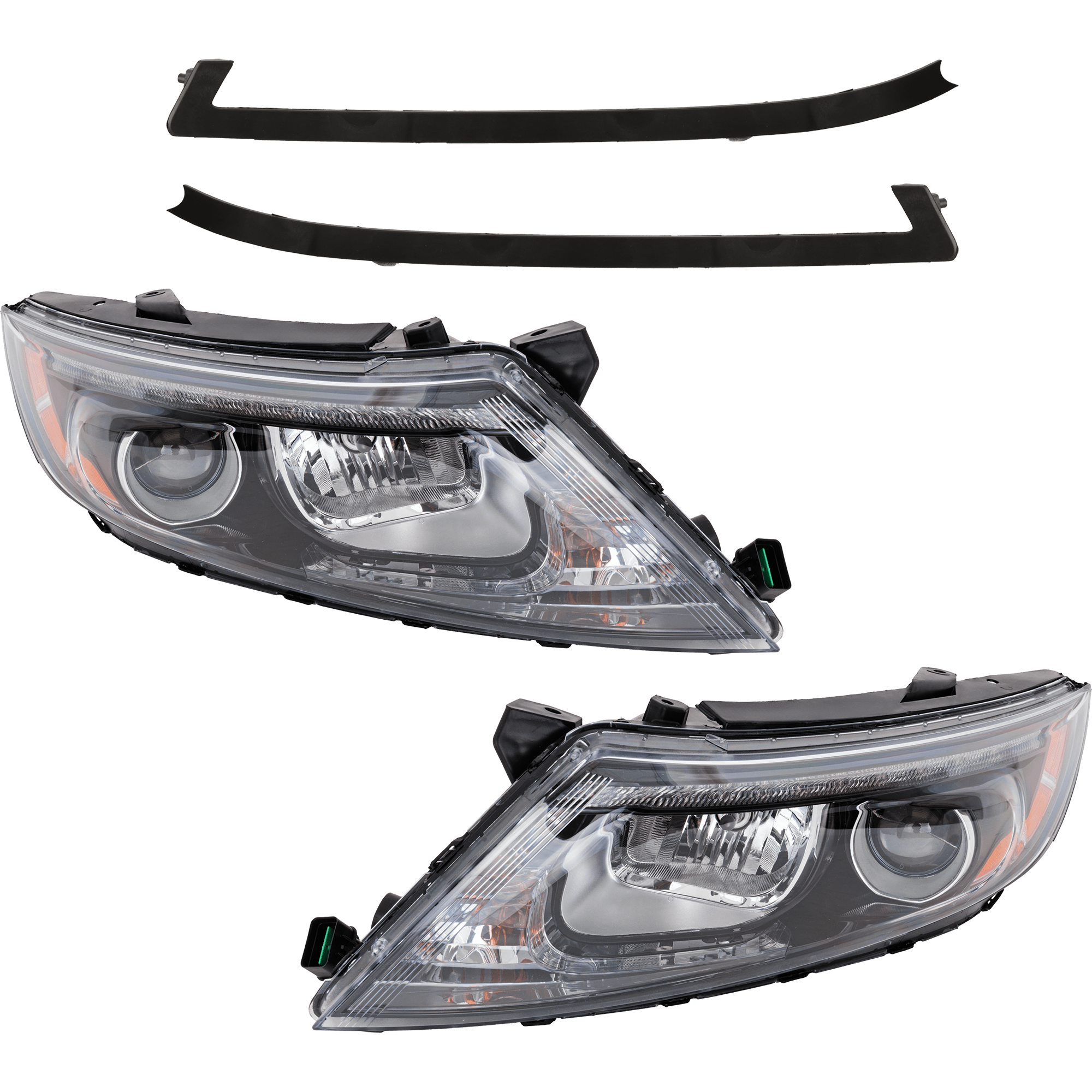 AM OPTIMA 14-15 HEAD LAMP RH AND LH Assembly HID Xenon With HID bulb and ballast With daytime running light 4 pc Kit with Bumper Trim CAPA SKU KIT 091523-220 Partslink KI1046104C KI1047104C KI2502178C KI2503178C OEM 865634C500-865644C500-921012T5