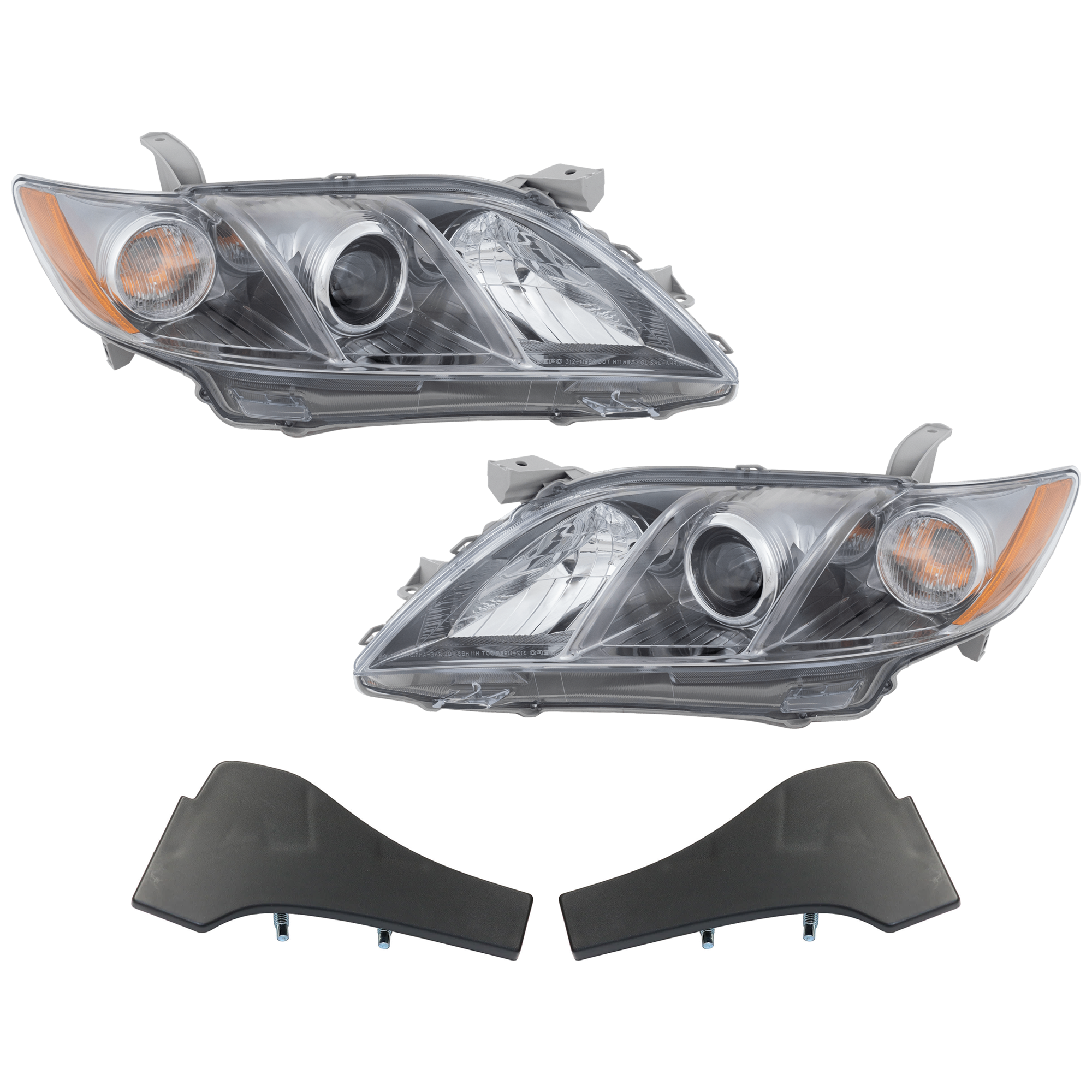 AM CAMRY 07-09 HEAD LAMP RH AND LH 4 pc kit Assembly Halogen with Bumper Trim SKU KIT 091523-224 Partslink TO2502168 TO2503168 TO1089120 TO1088120 OEM 8111006C00-8115006C00-52112060