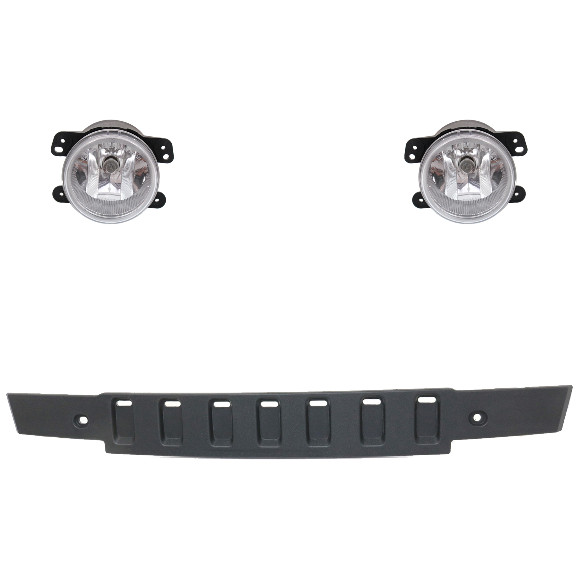 AM WRANGLER 10-11 WRANGLER JK 18-18 FRONT BUMPER MOLDING RH AND LH Upper 3 Pc kit Textured with Fog Light SKU KIT 091523-284 OEM 1BE94RXFAC 5182026AA PFM