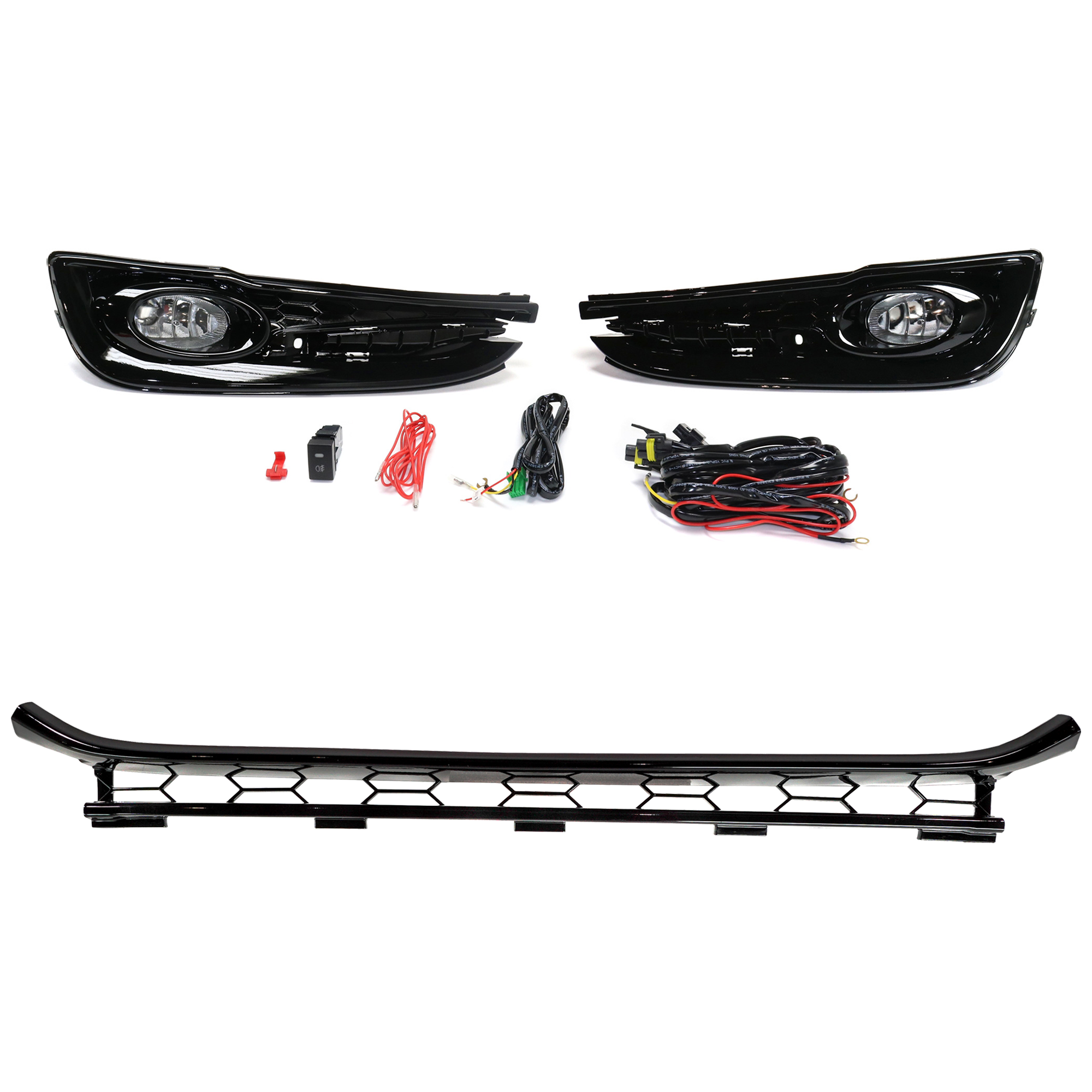 AM CIVIC 13-15 FRONT BUMPER MOLDING RH AND LH 3 pc Kit Painted Black SKU KIT 091523-306 OEM 71108TR7A51 Performance